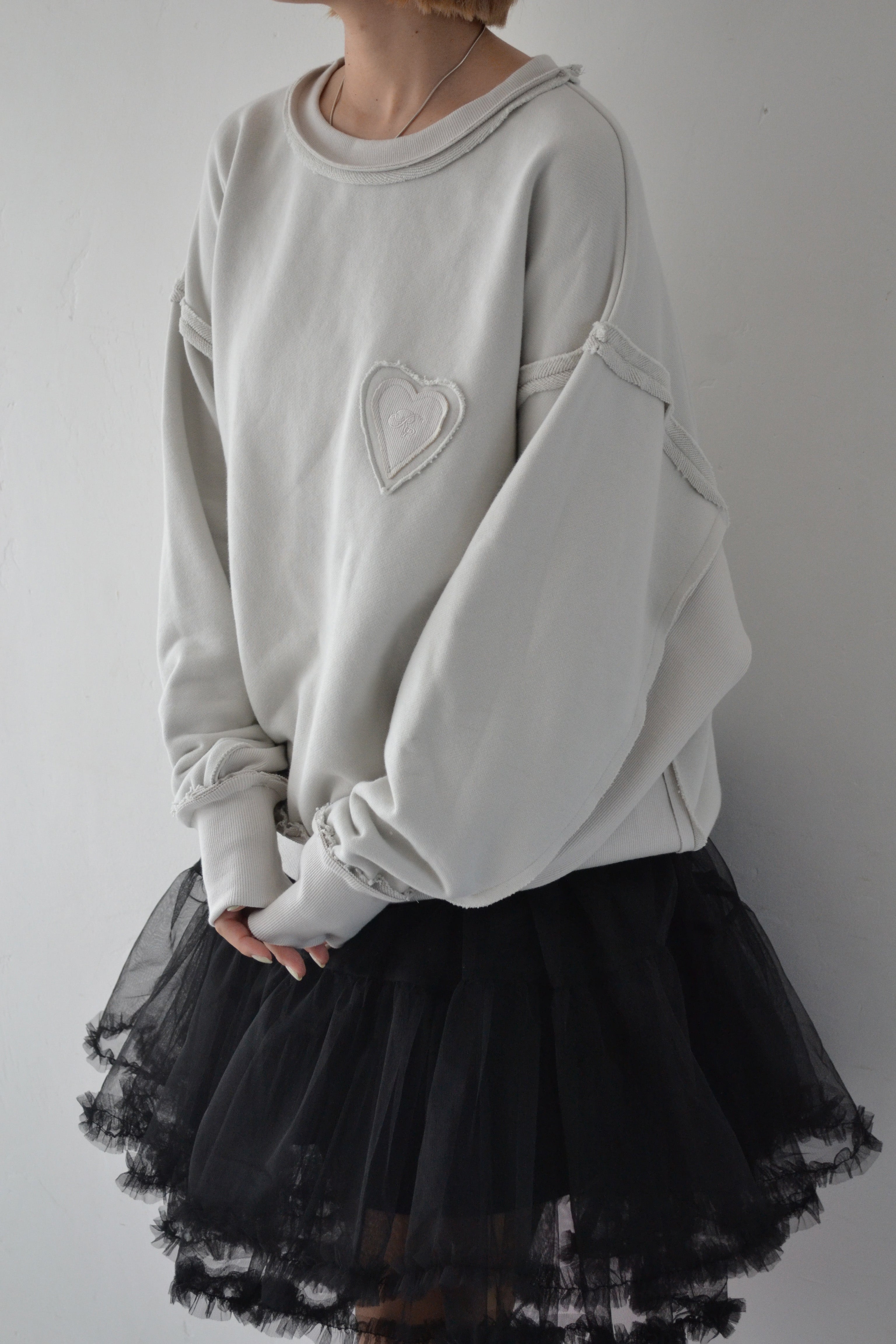 Oversized sweat shirt (white gray)