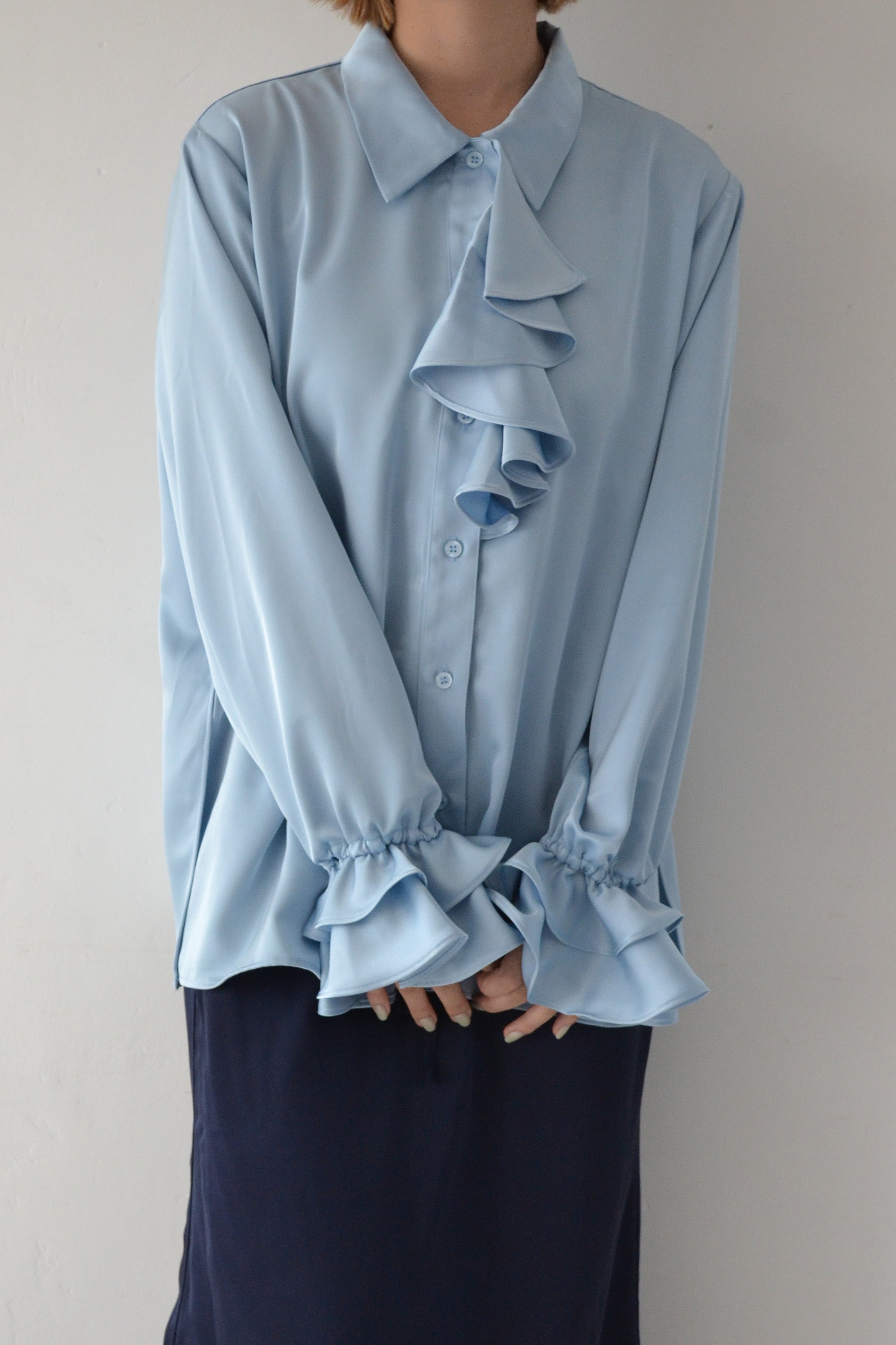 2way ruffle shirt (light blue)