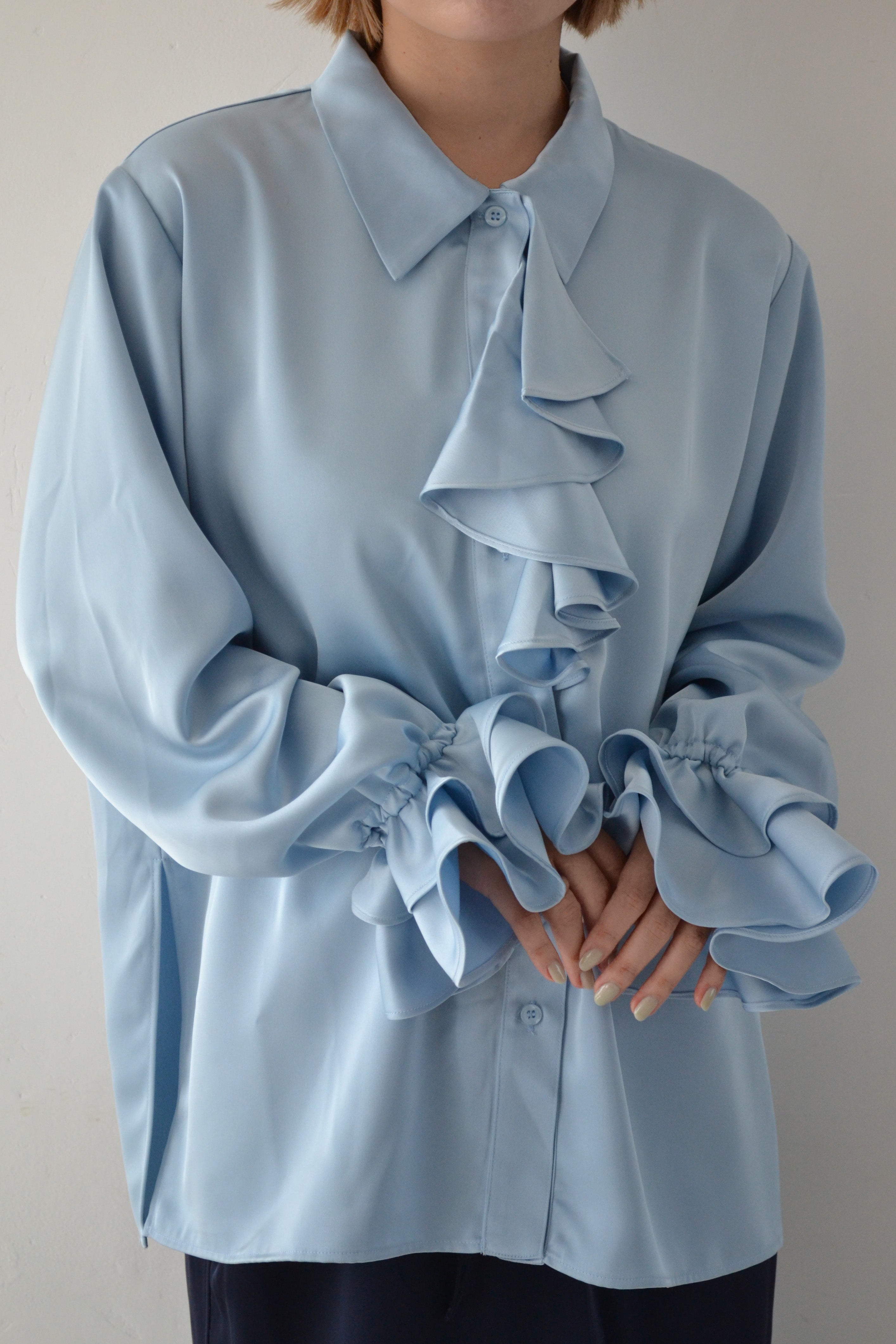 2way ruffle shirt (light blue)