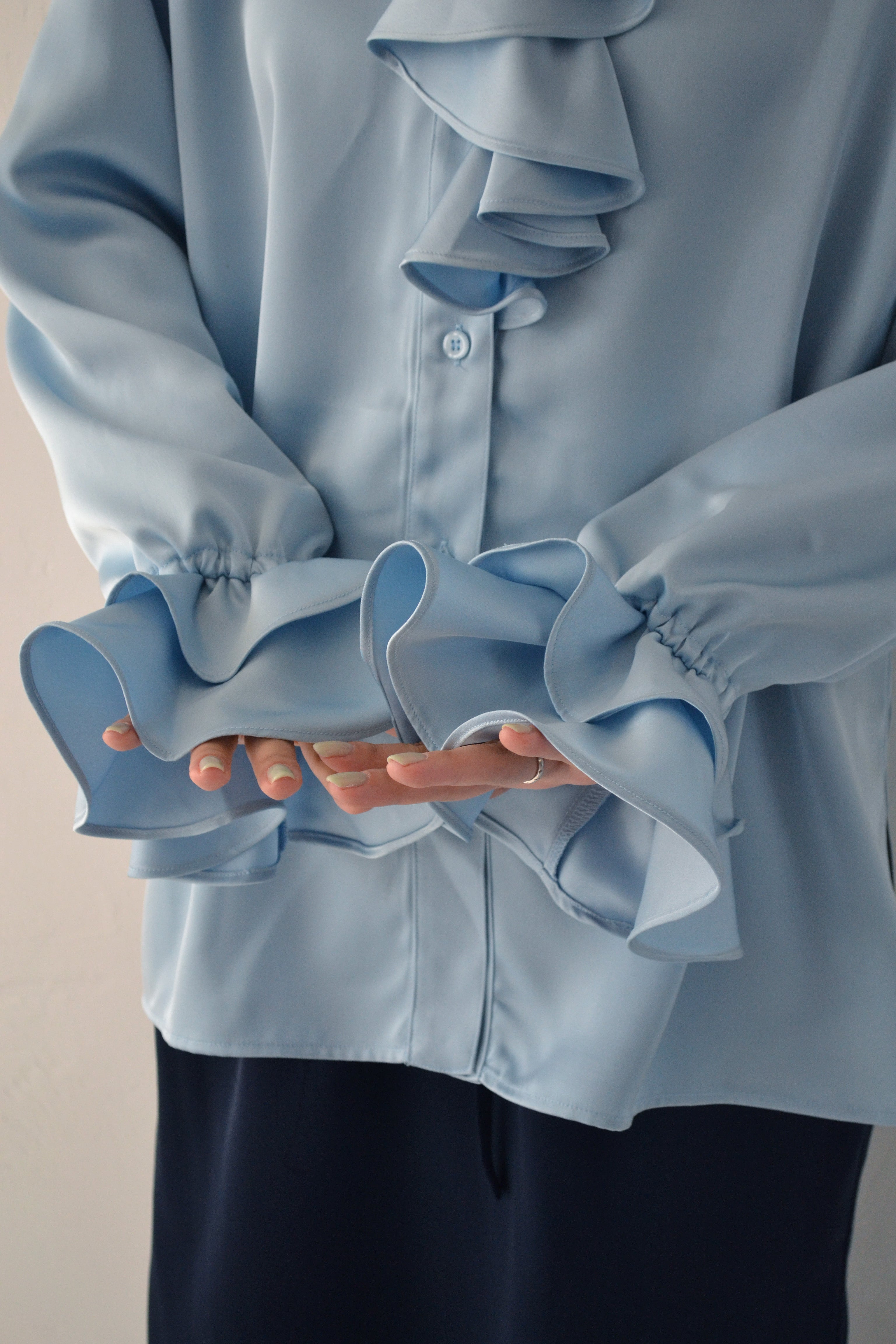 2way ruffle shirt (light blue)