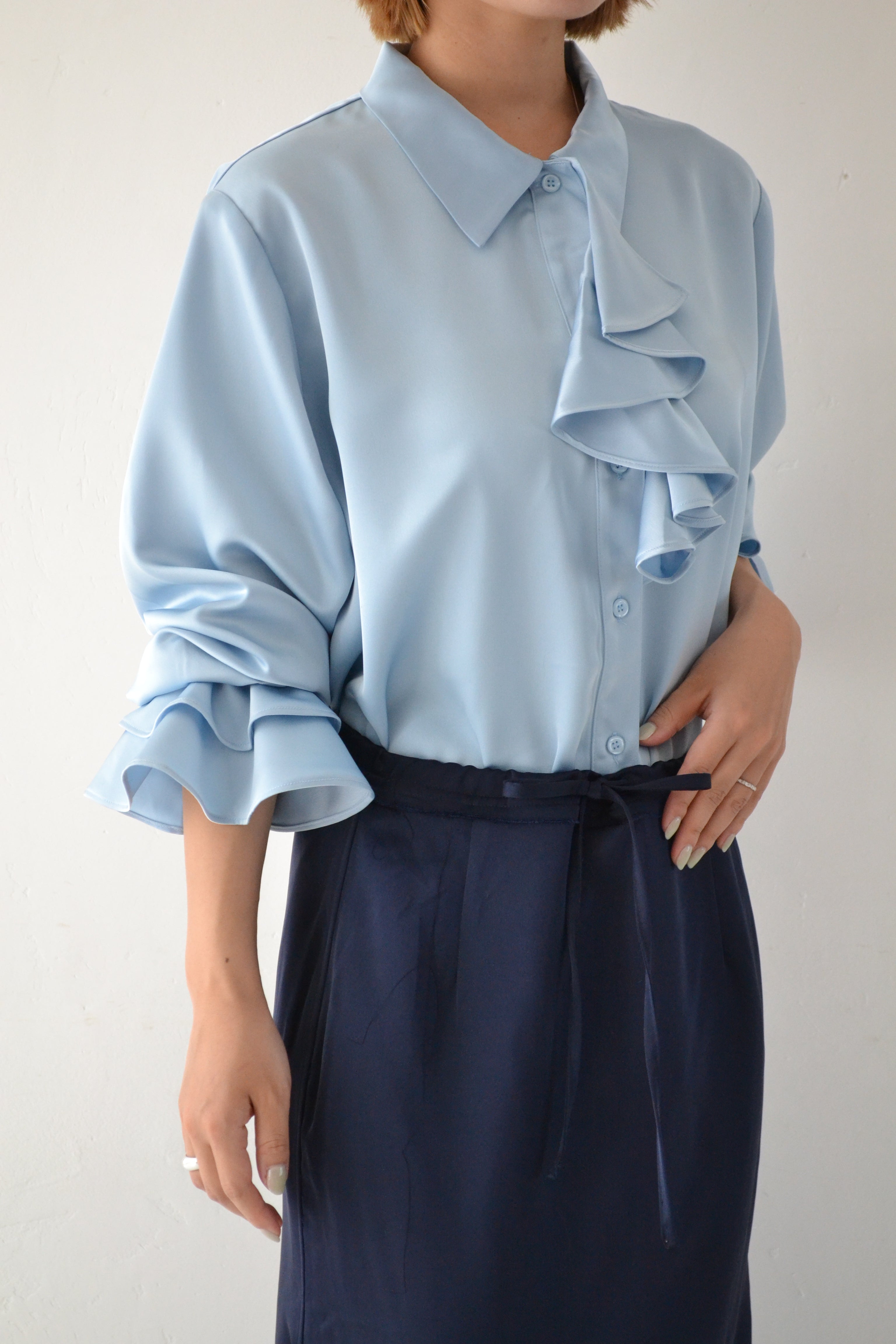 2way ruffle shirt (light blue)