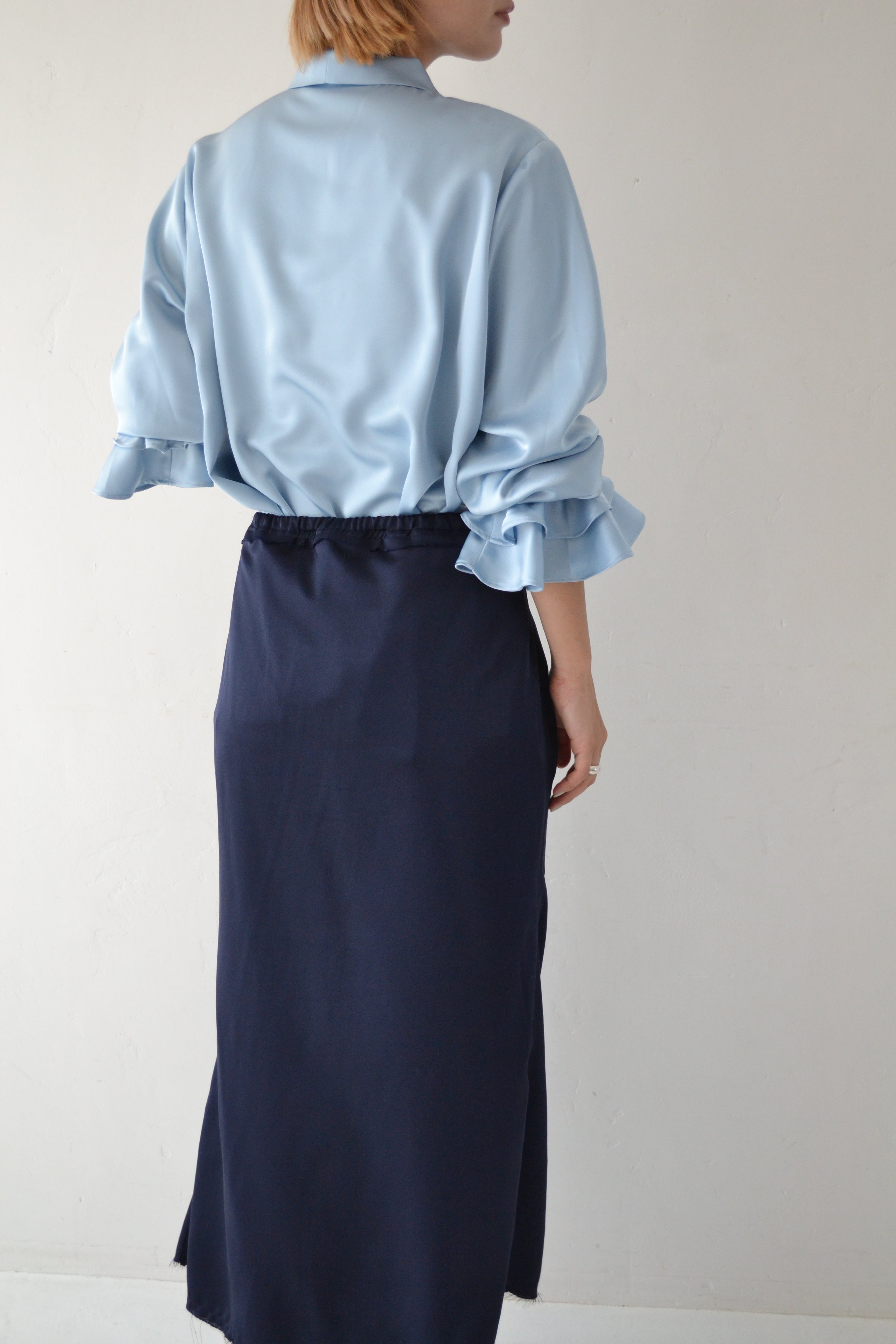 2way dots satin skirt (navy)