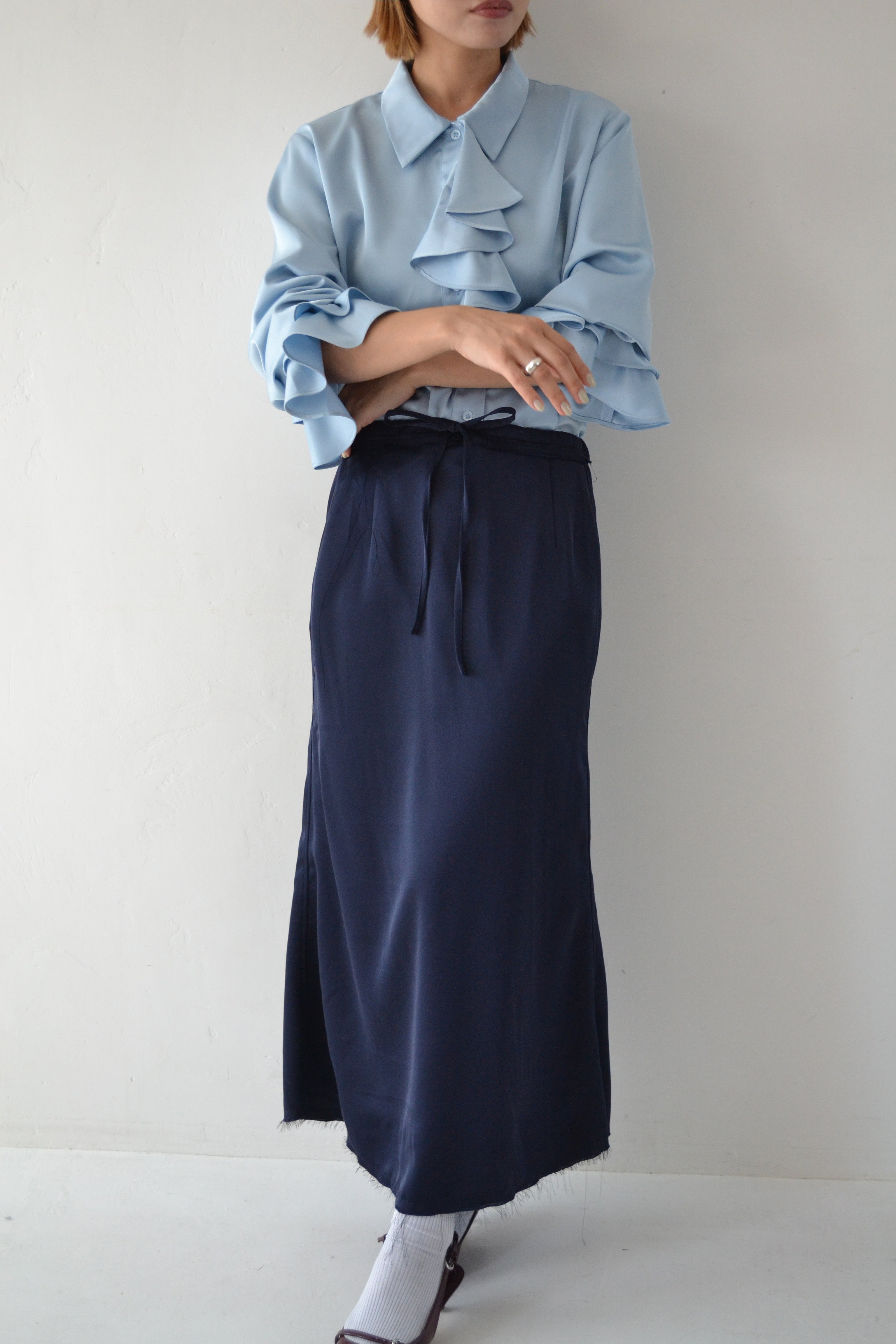 2way ruffle shirt (light blue)
