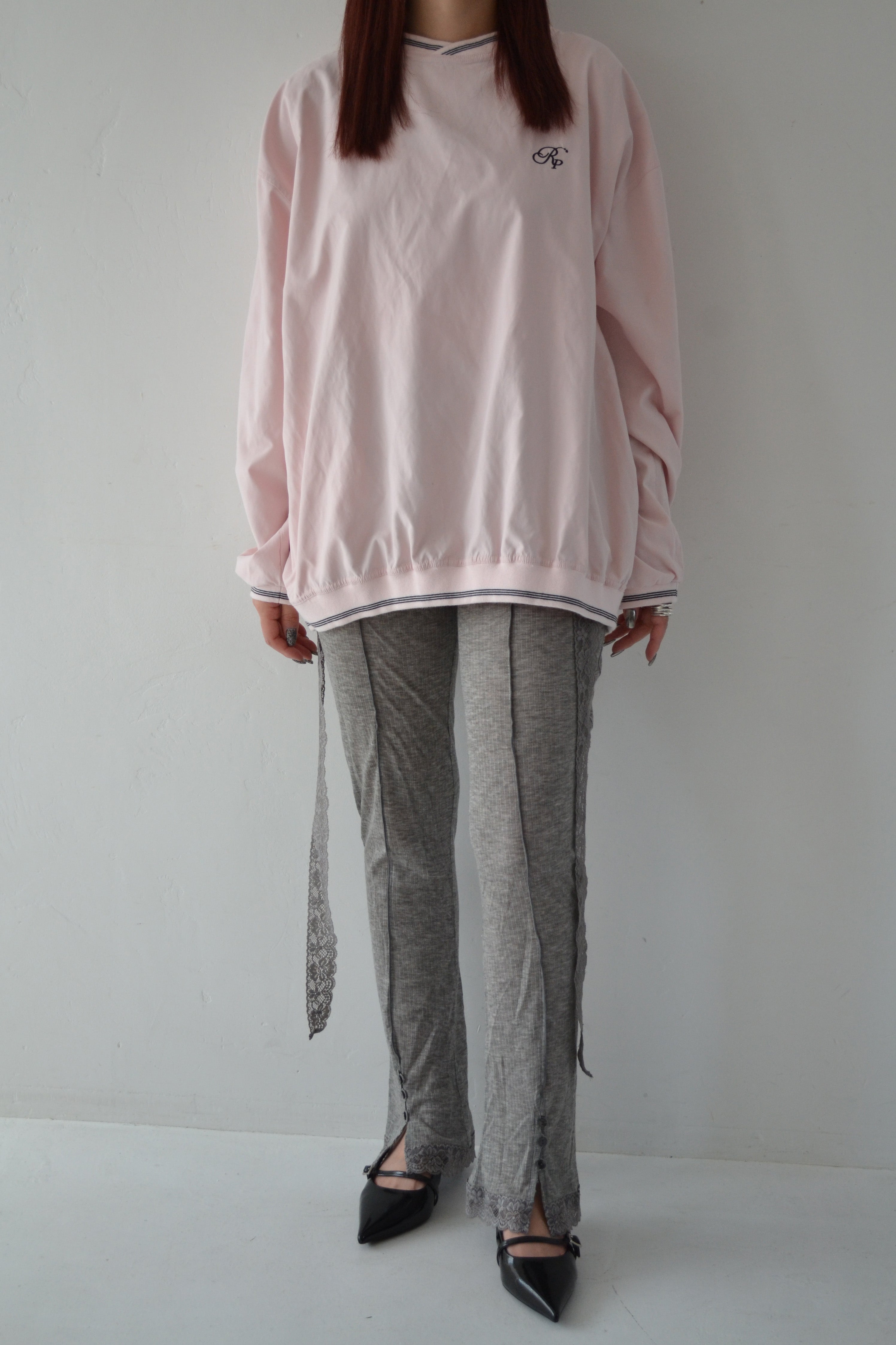 Rib sheer pants (gray)