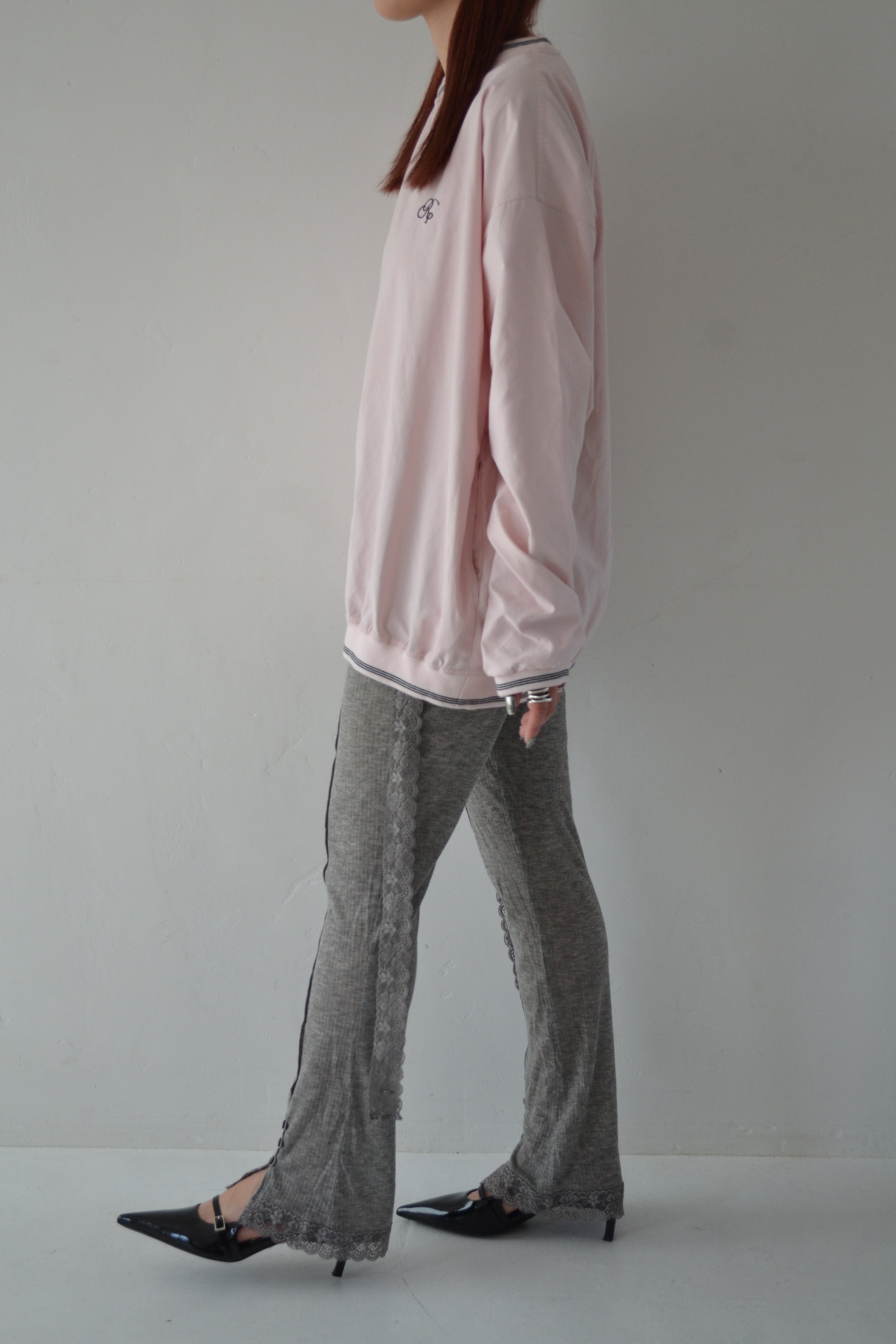Rib sheer pants (gray)