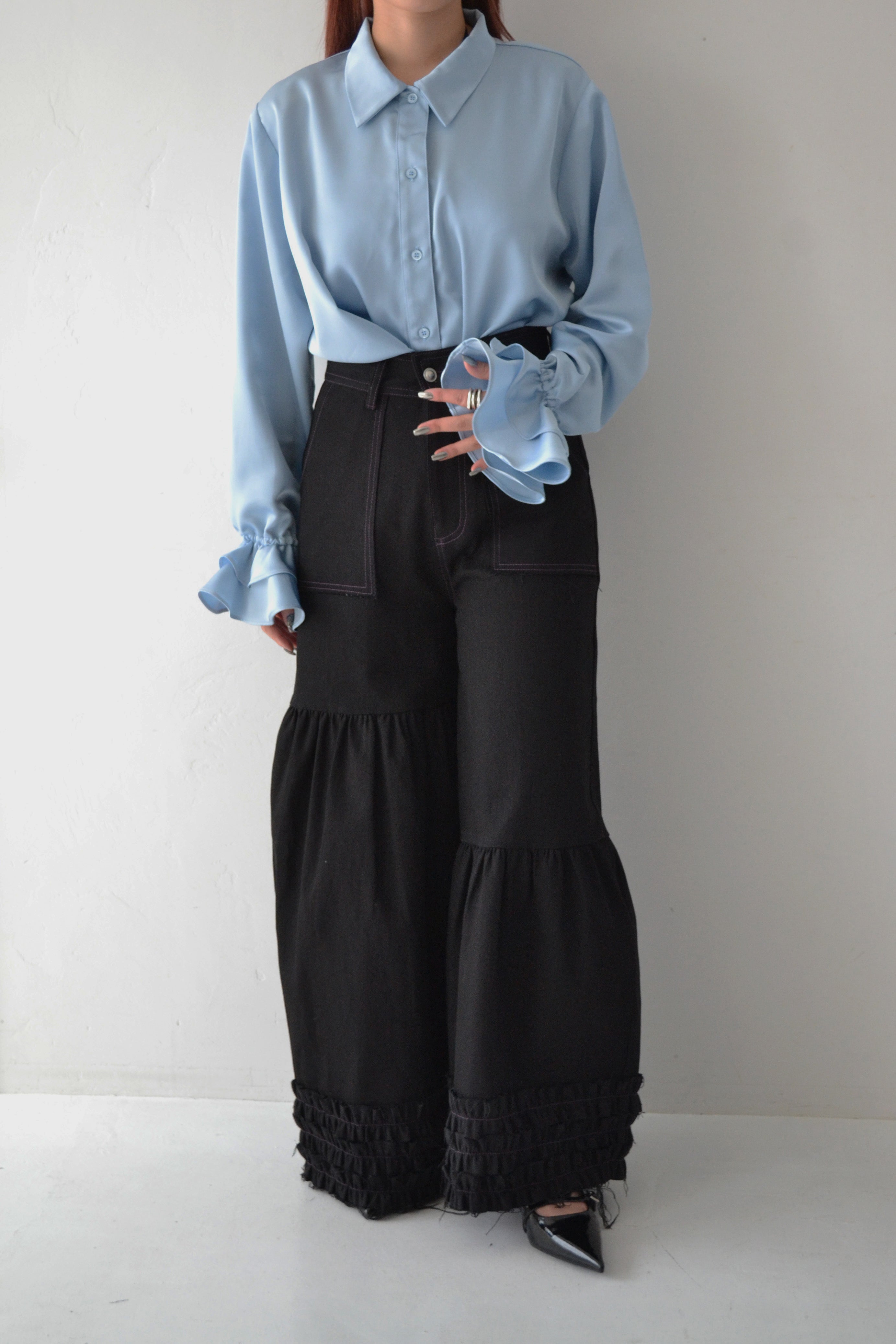 2way ruffle shirt (light blue)