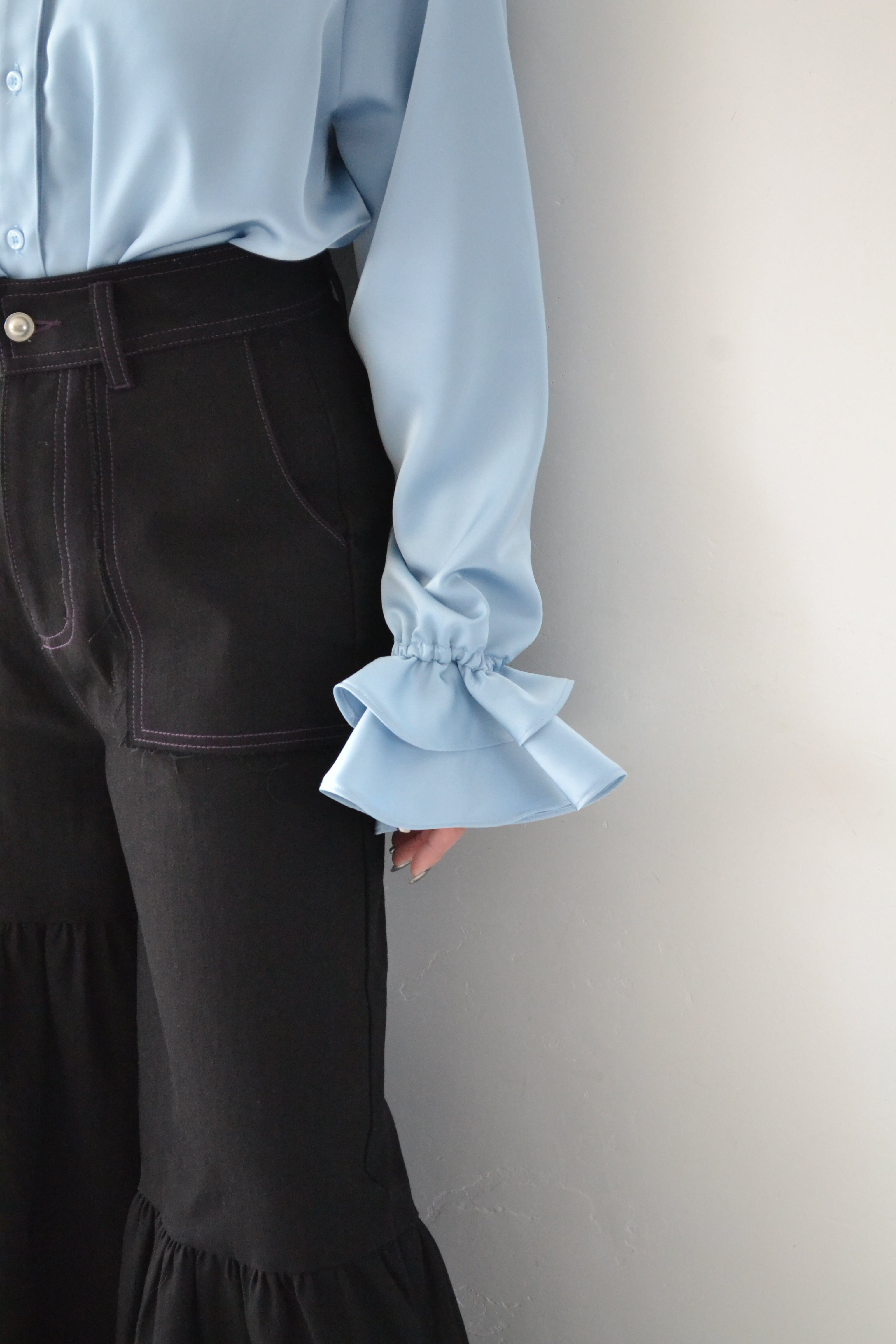 2way ruffle shirt (light blue)