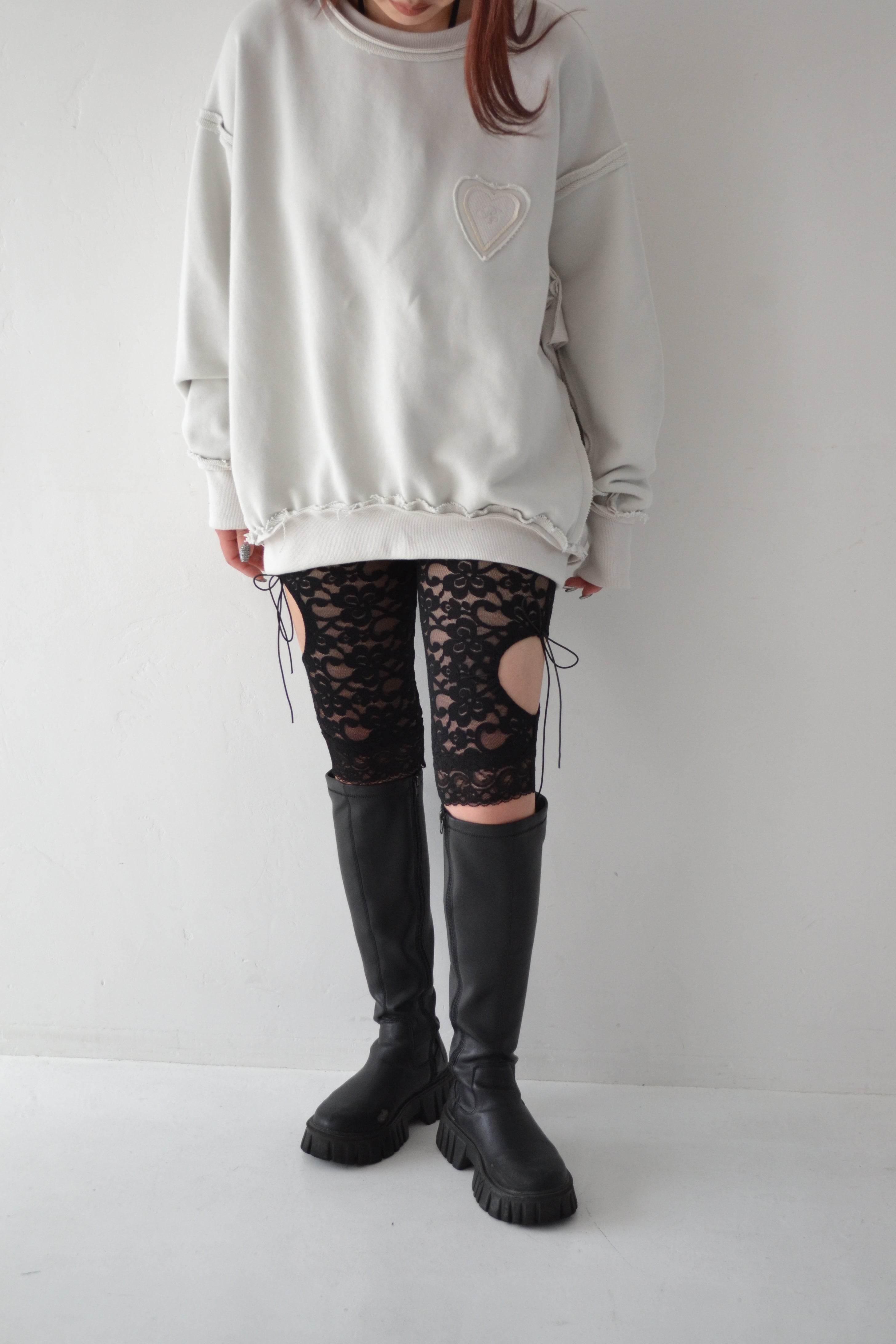 Oversized sweat shirt (white gray)