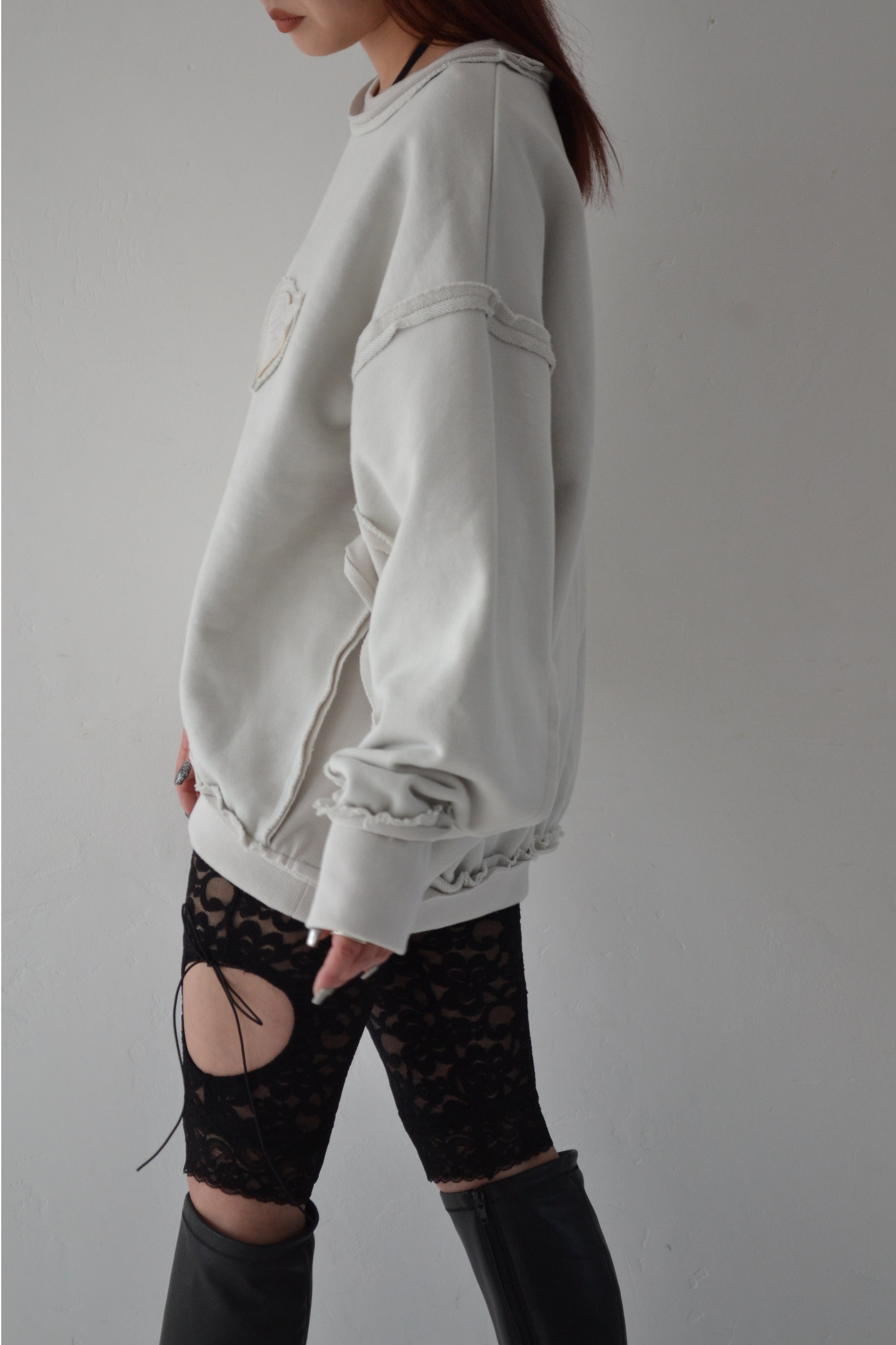 Oversized sweat shirt (white gray)