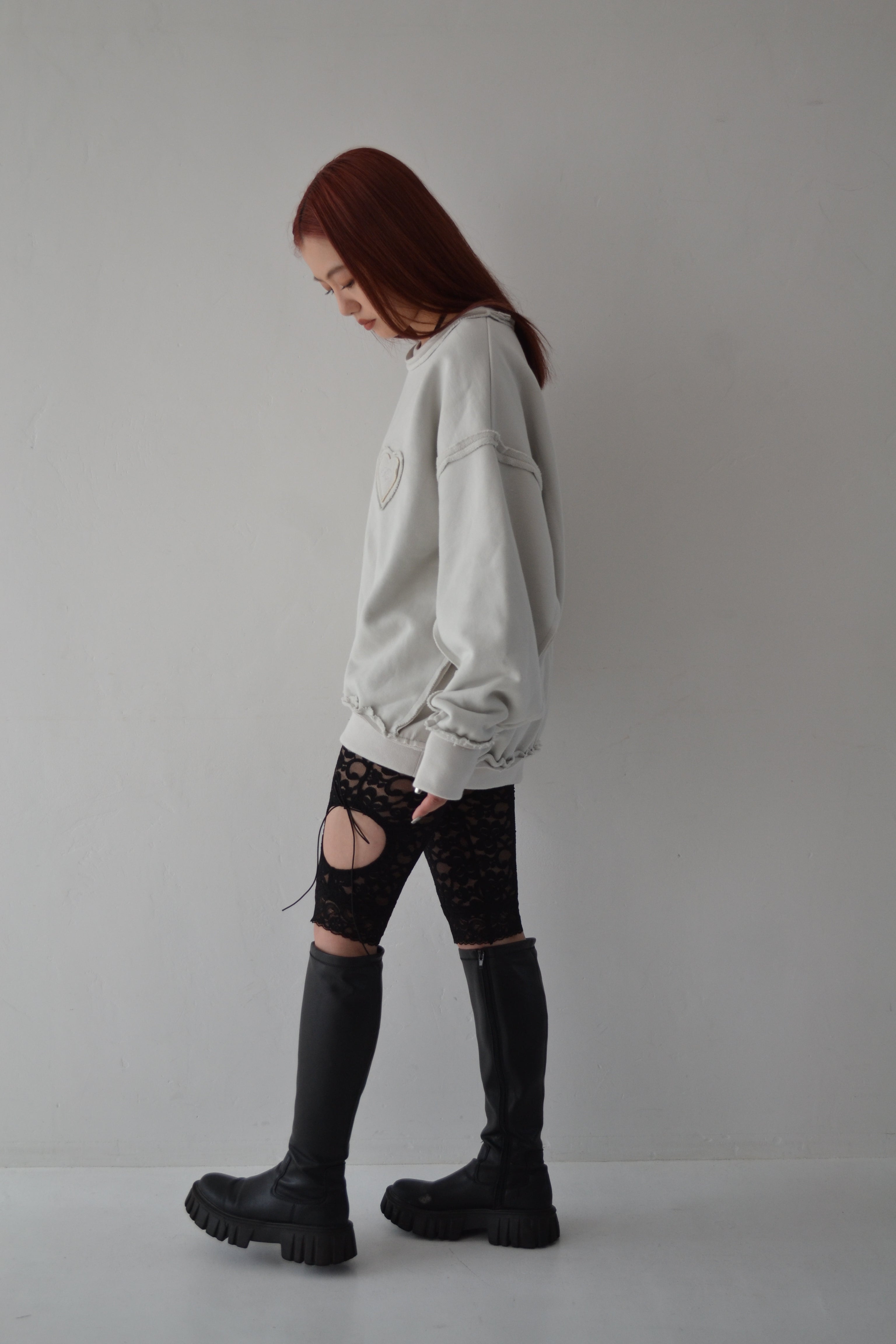 Oversized sweat shirt (white gray)