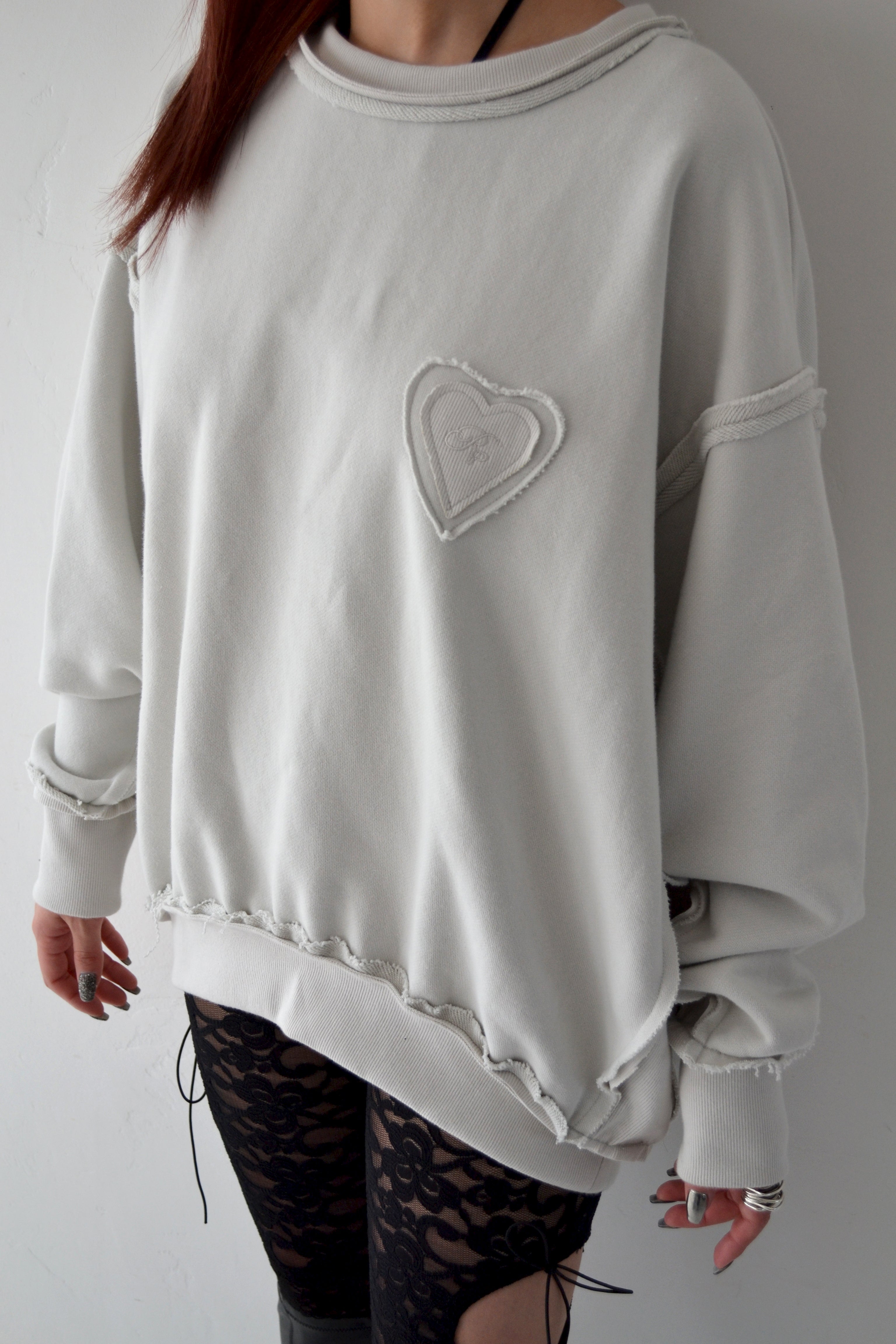 Oversized sweat shirt (white gray)