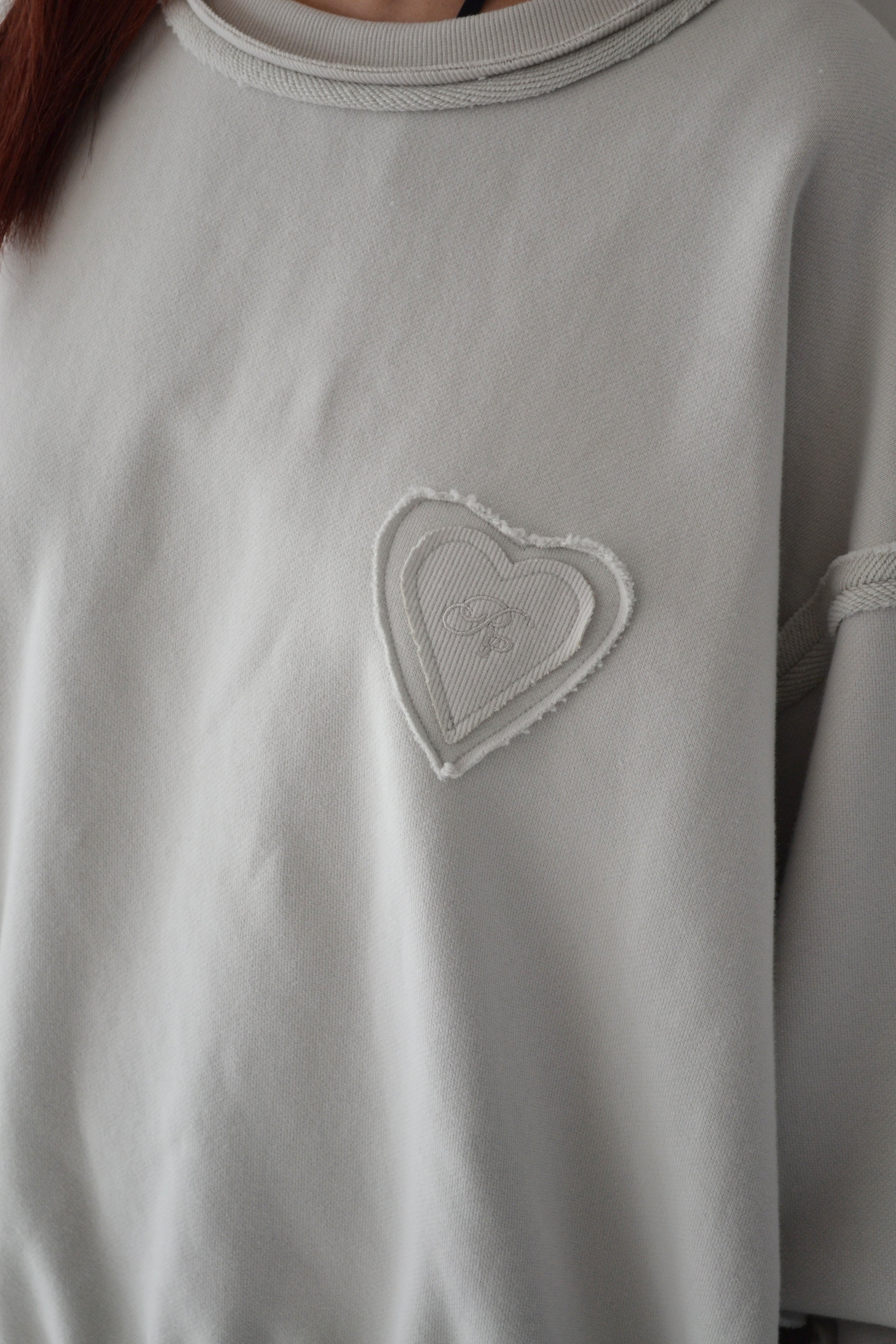 Oversized sweat shirt (white gray)