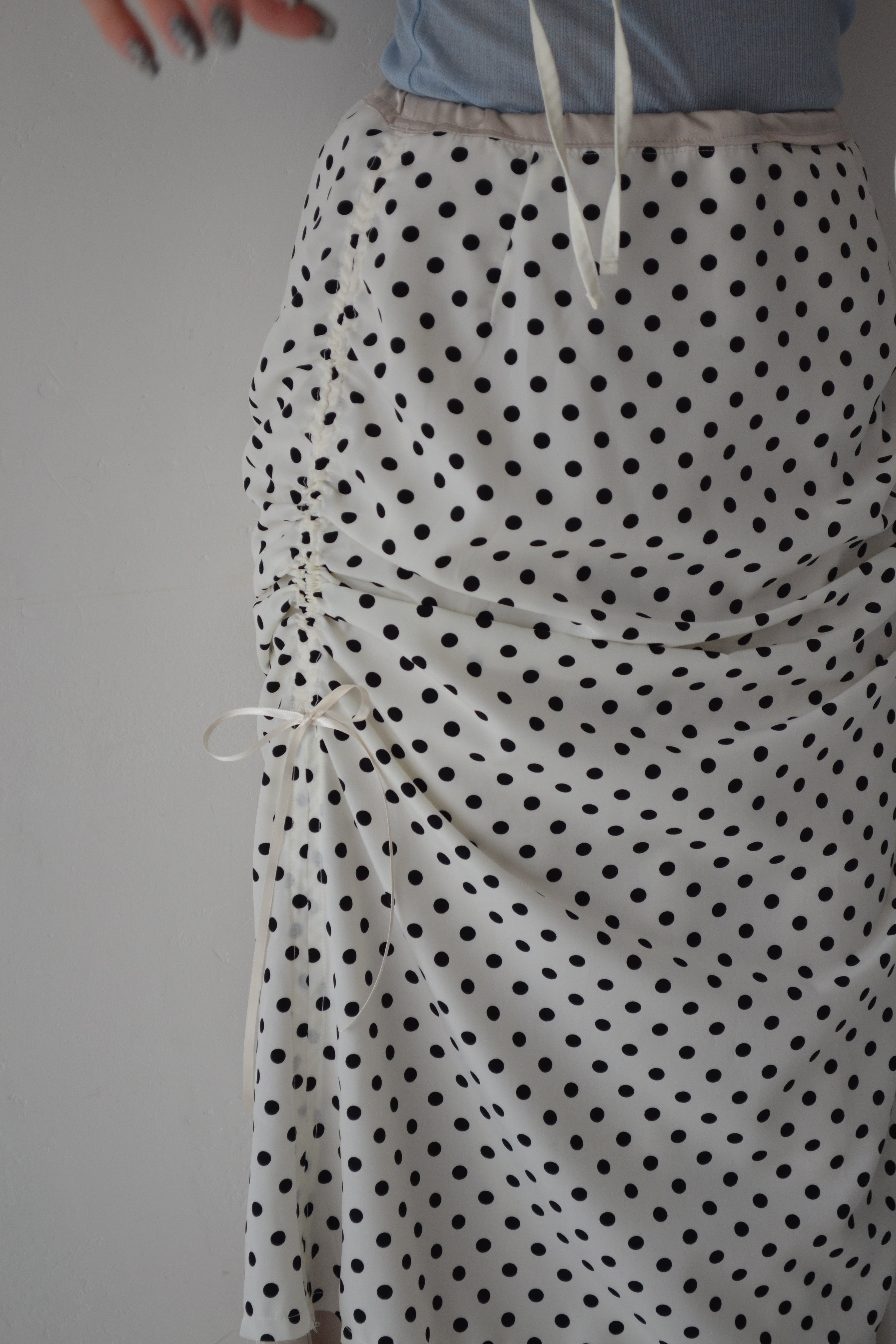 2way dots satin skirt (champagne)