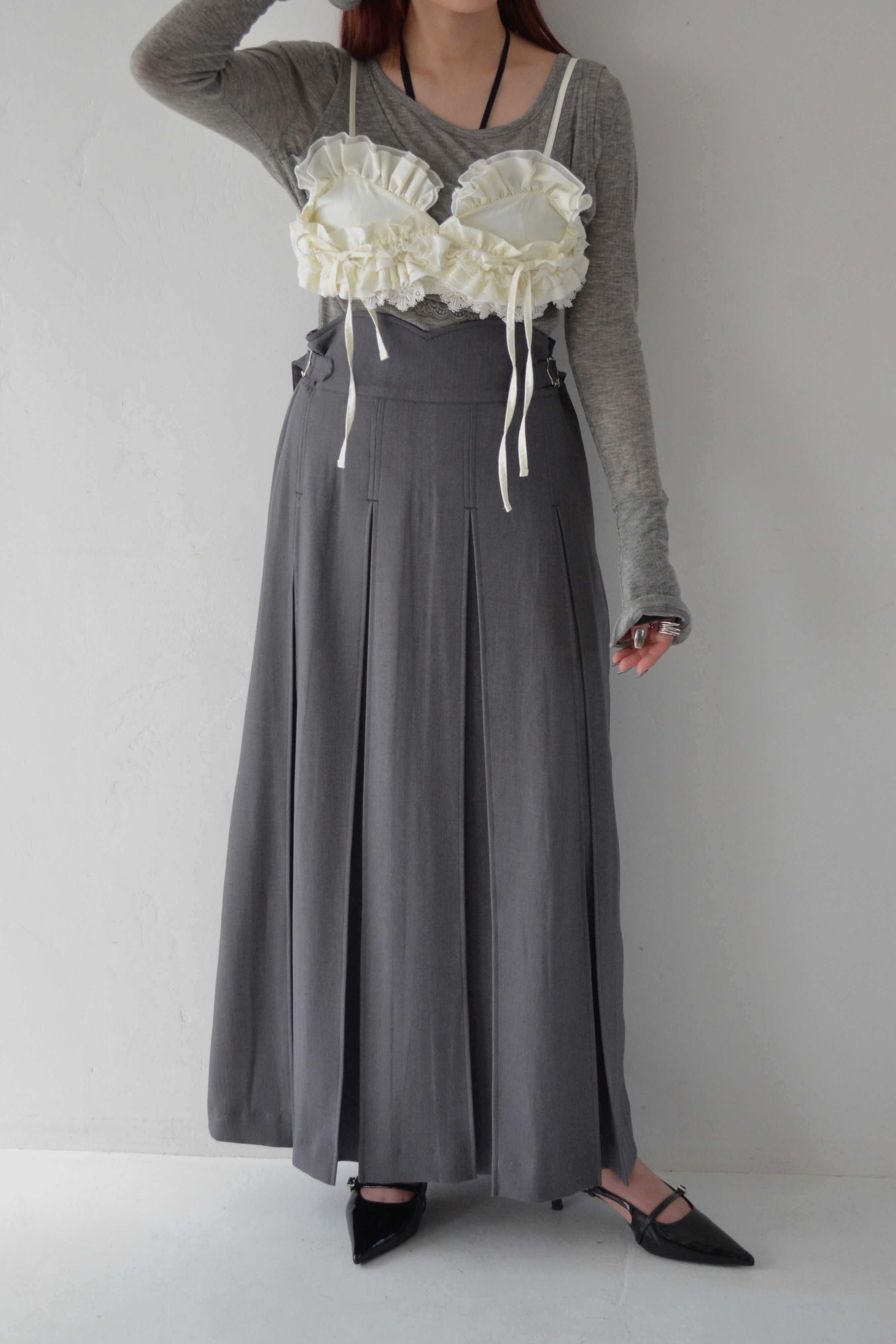 Frill pocket bustier (off white)