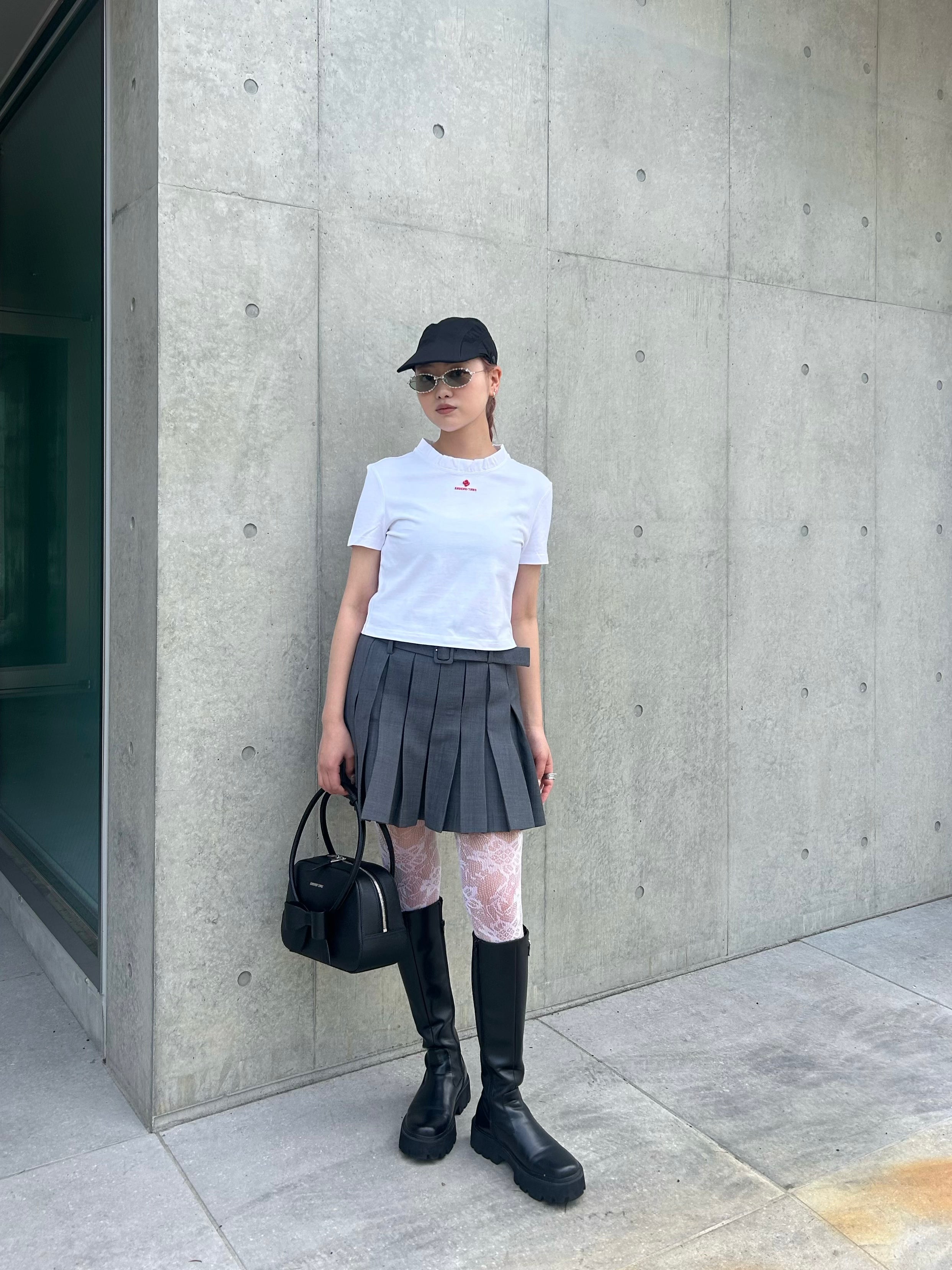 Wave Lace Collar T-Shirt(White)