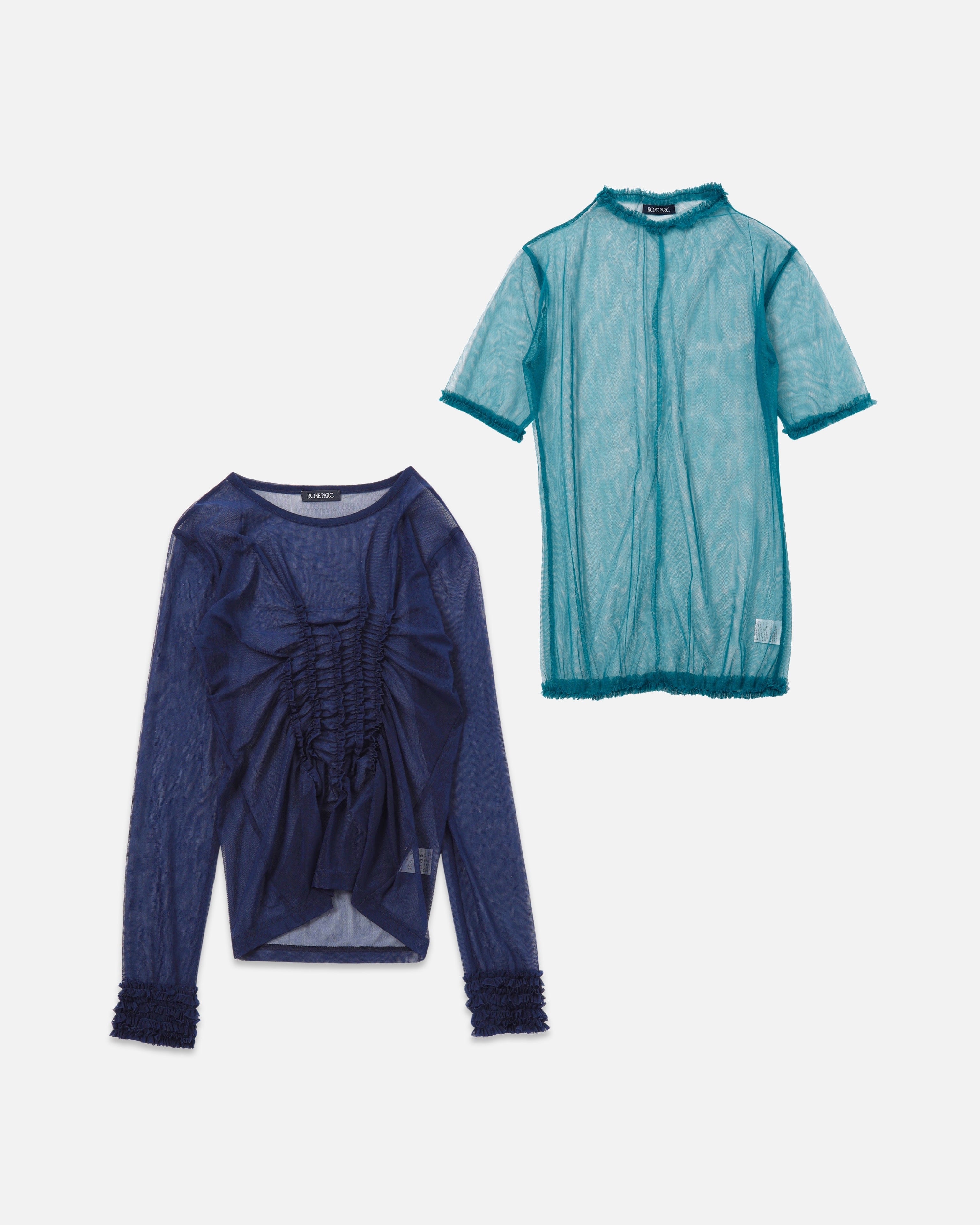 4way layered sheer top (blue×turquoise)