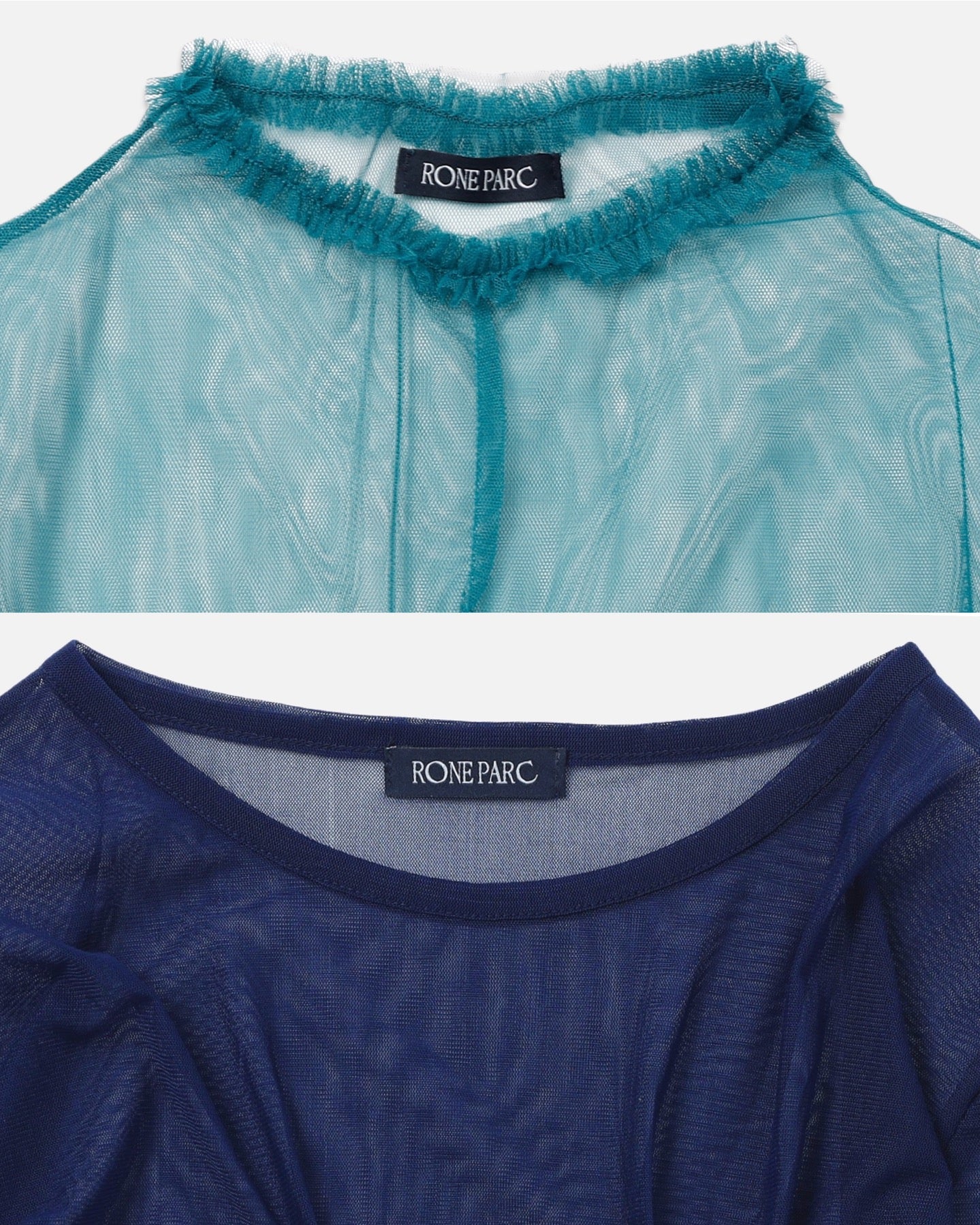4way layered sheer top (blue×turquoise)