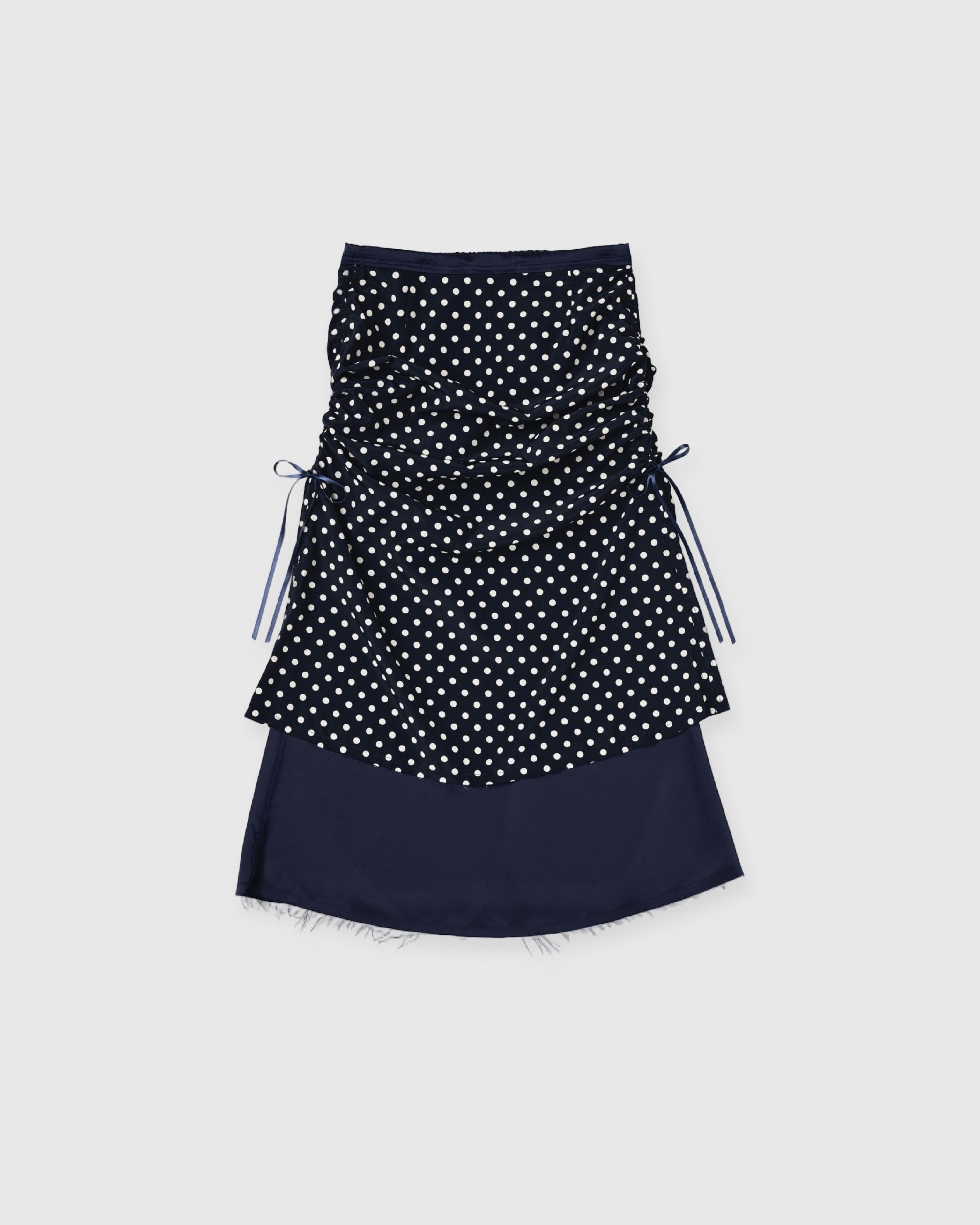 2way dots satin skirt (navy)