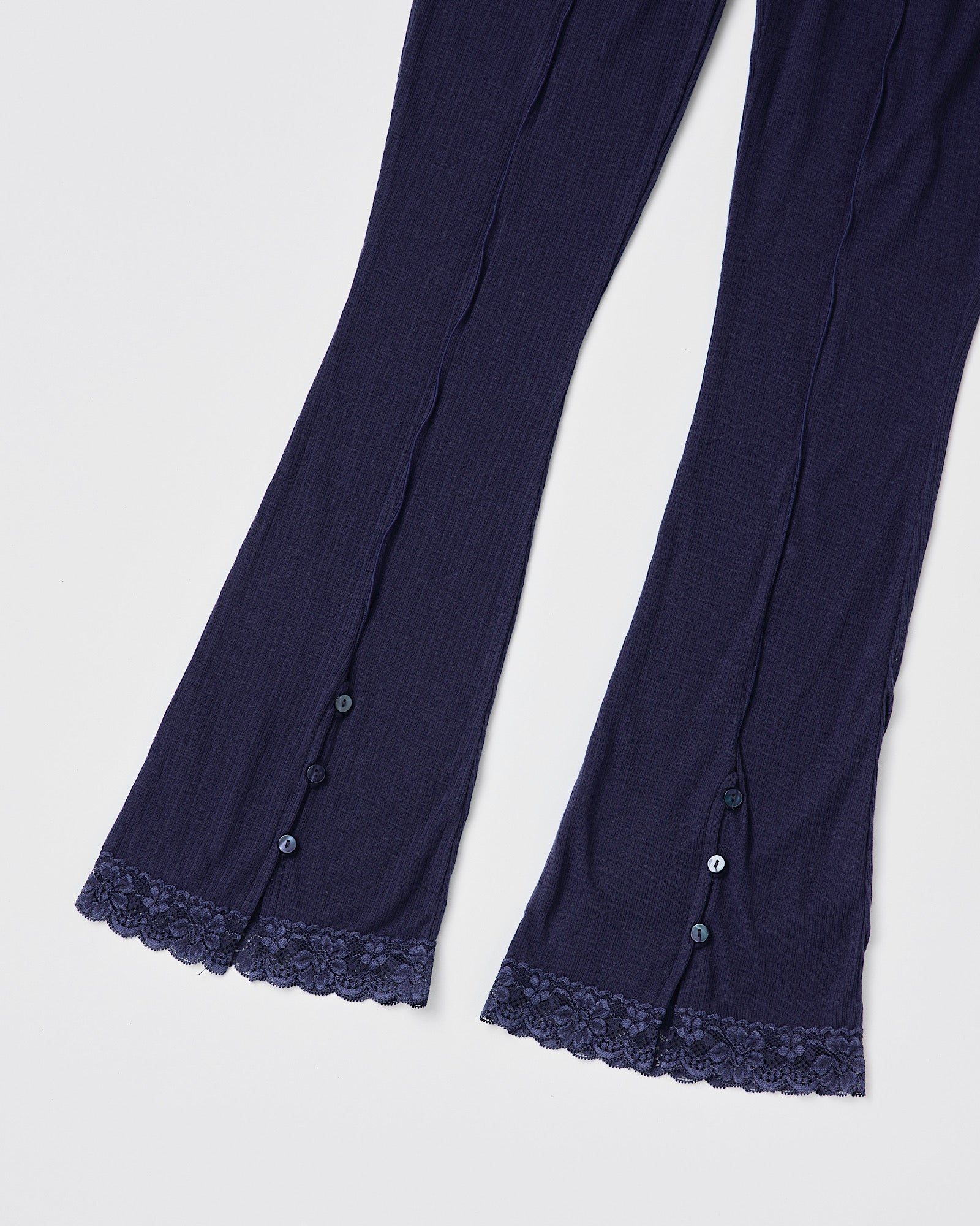 Rib sheer pants (navy)