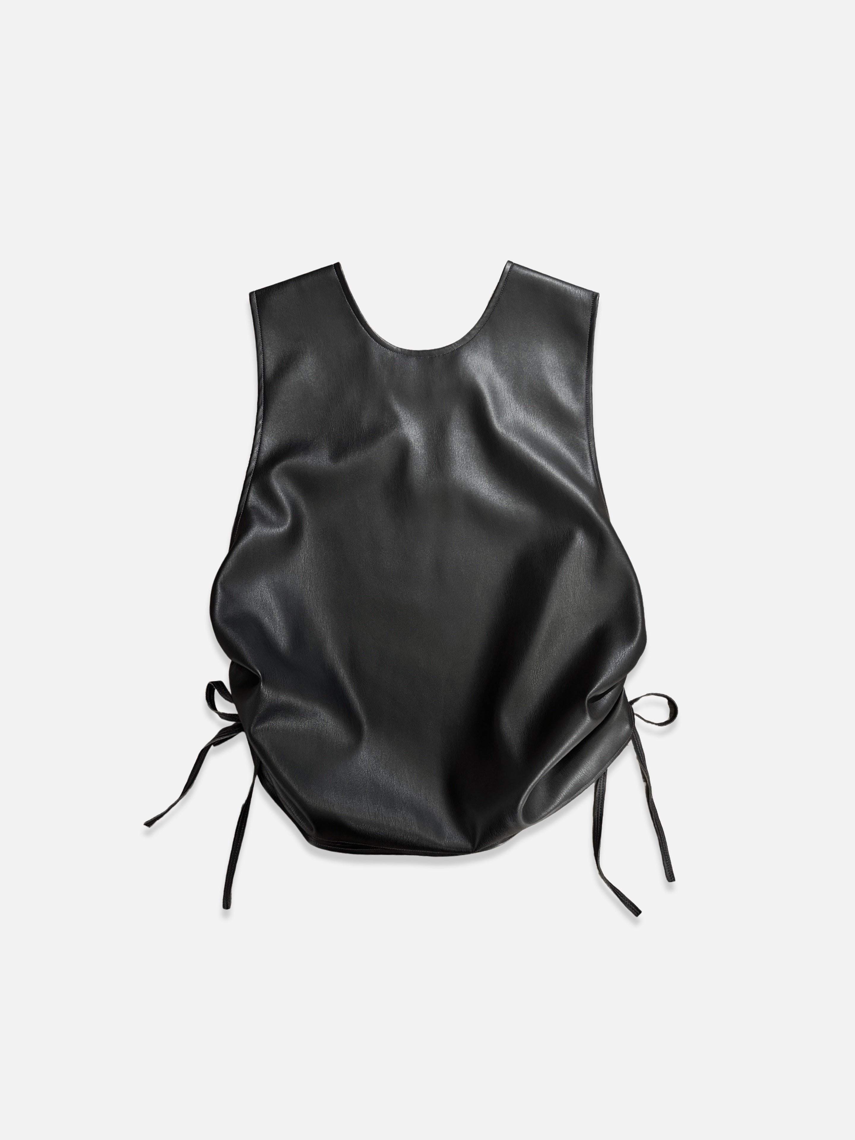 Shirring leather vest