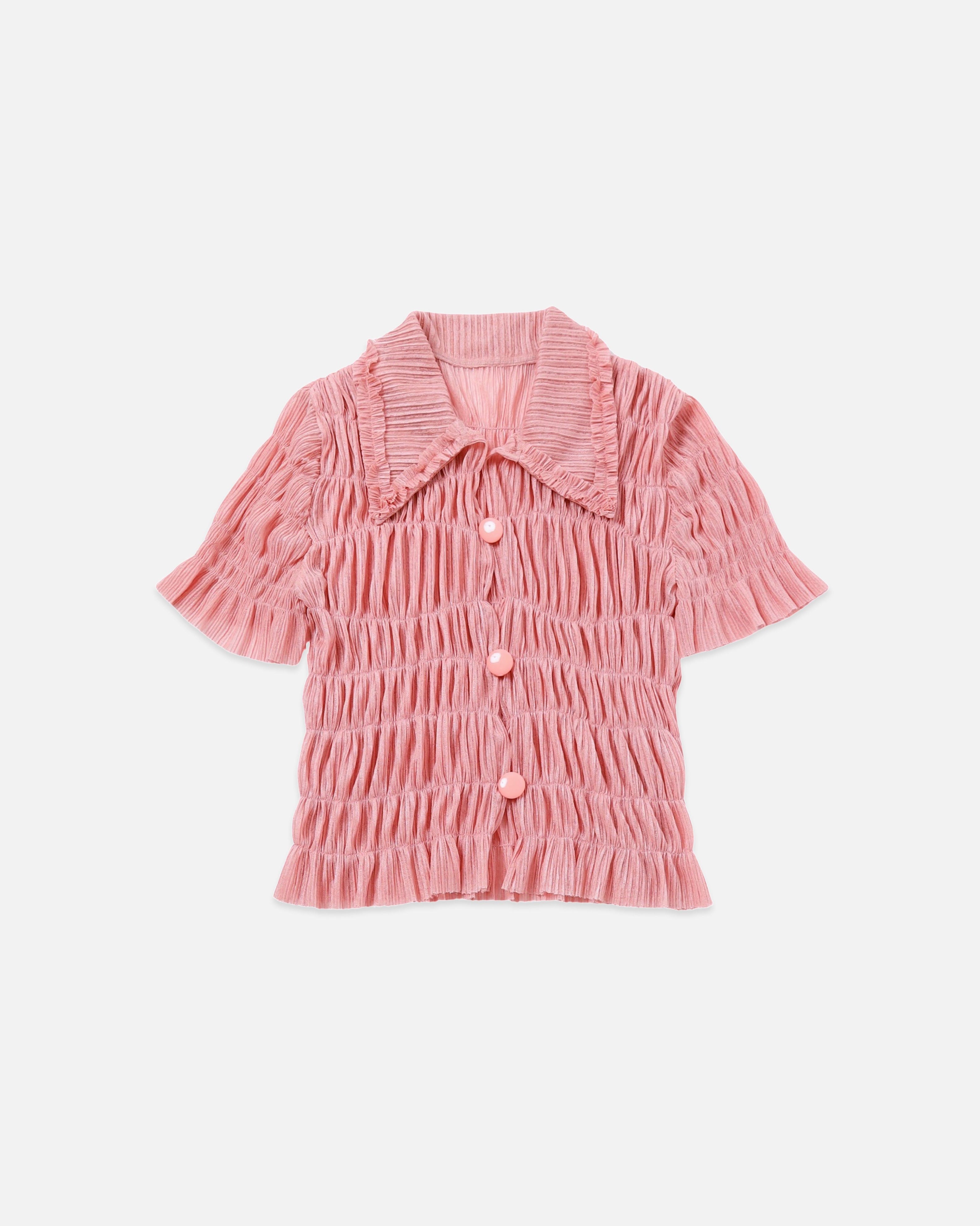 Shirring sheer shirt (pink)