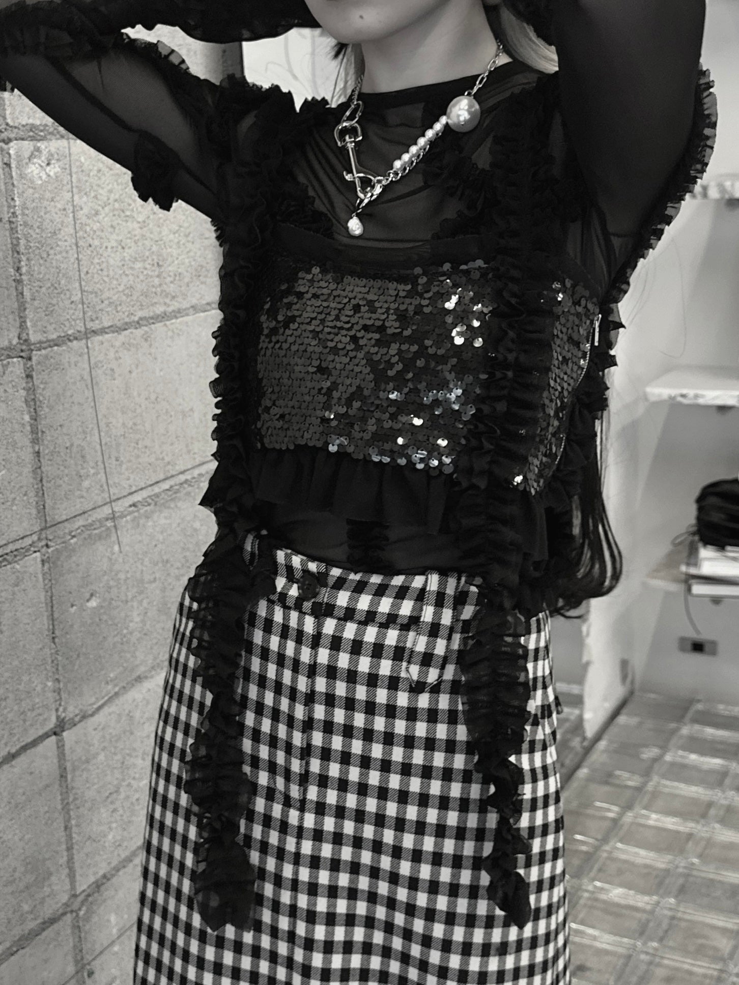 2way spangle bustier (black)