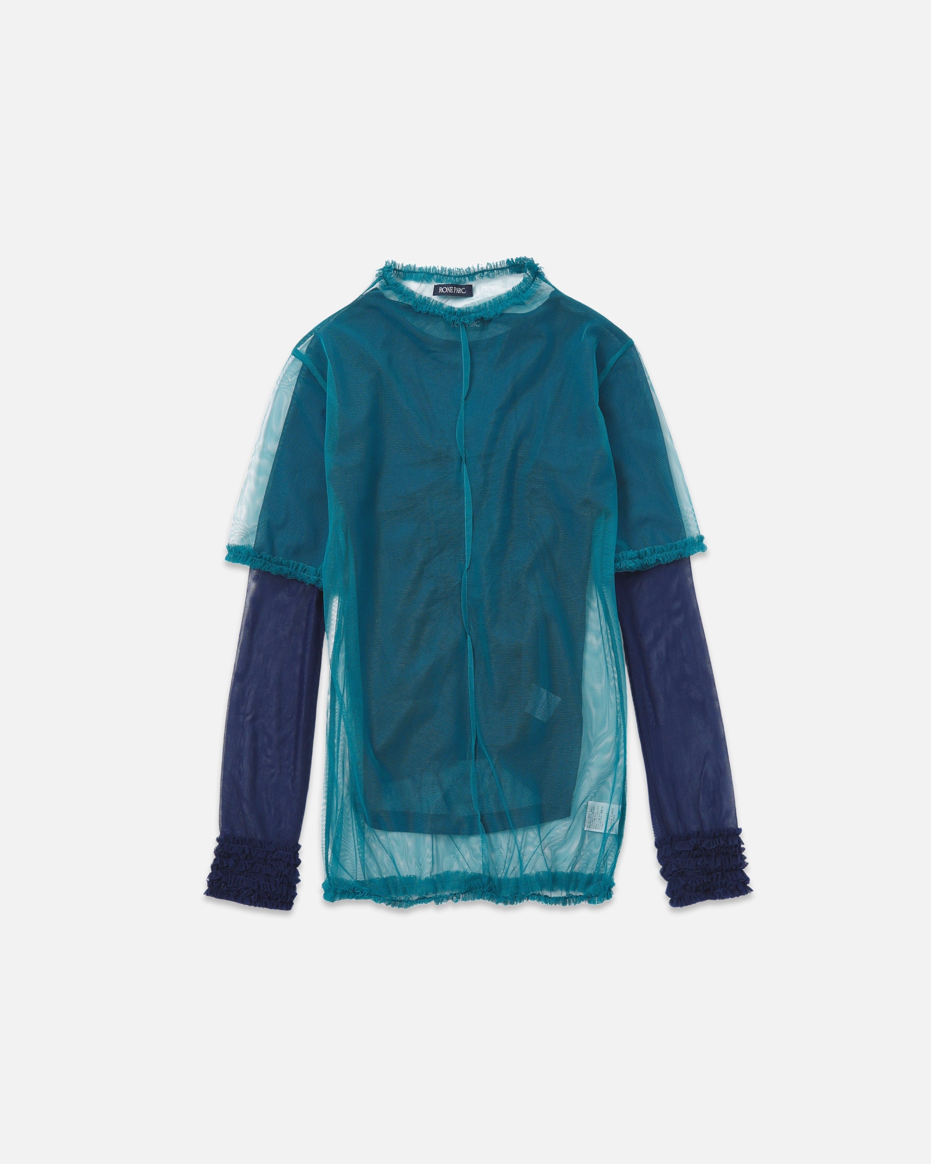 4way layered sheer top (blue×turquoise)
