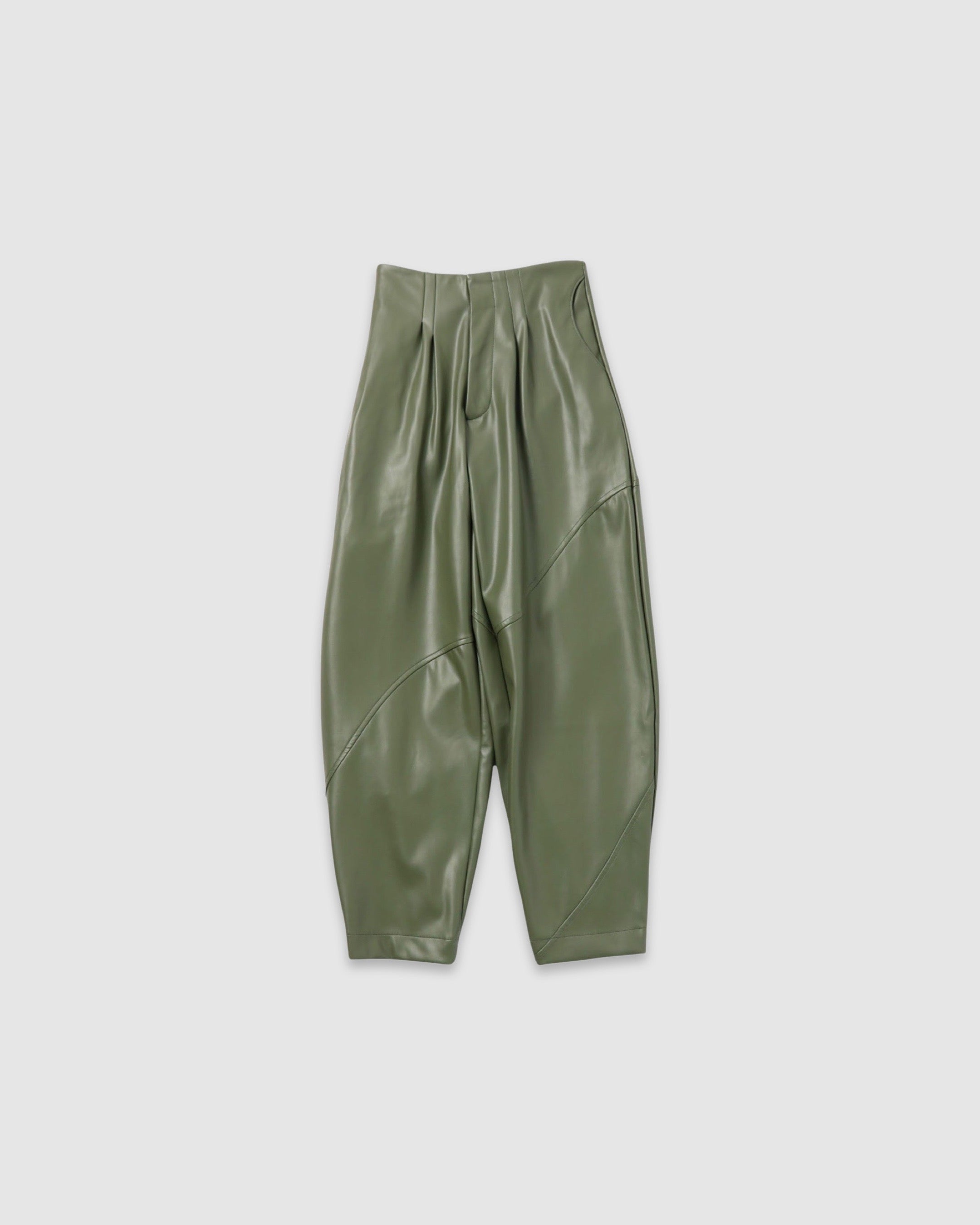 Curve leather pants (khaki)
