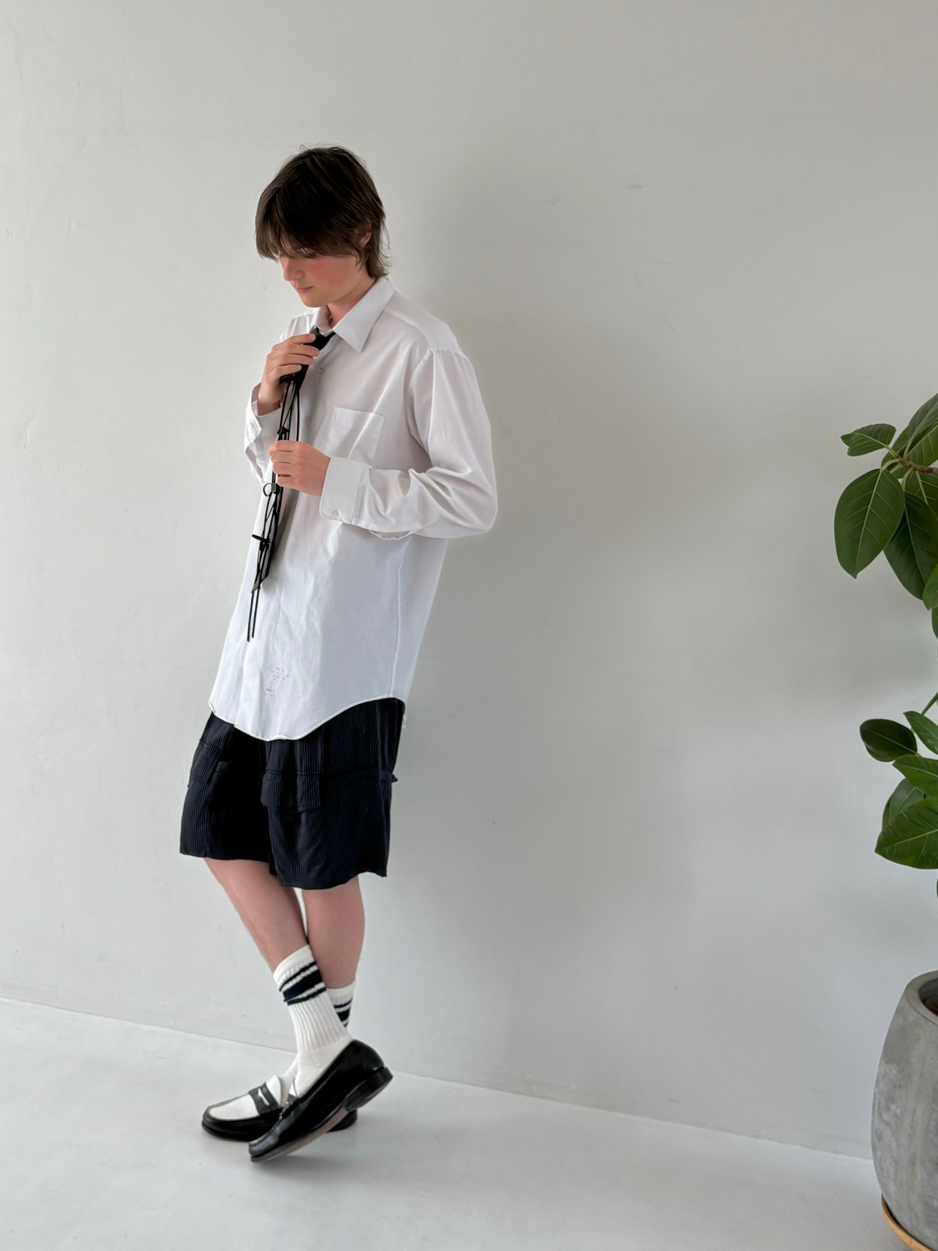 【 RONE PARC×renya 】 Leather ribbon rope tie (black)