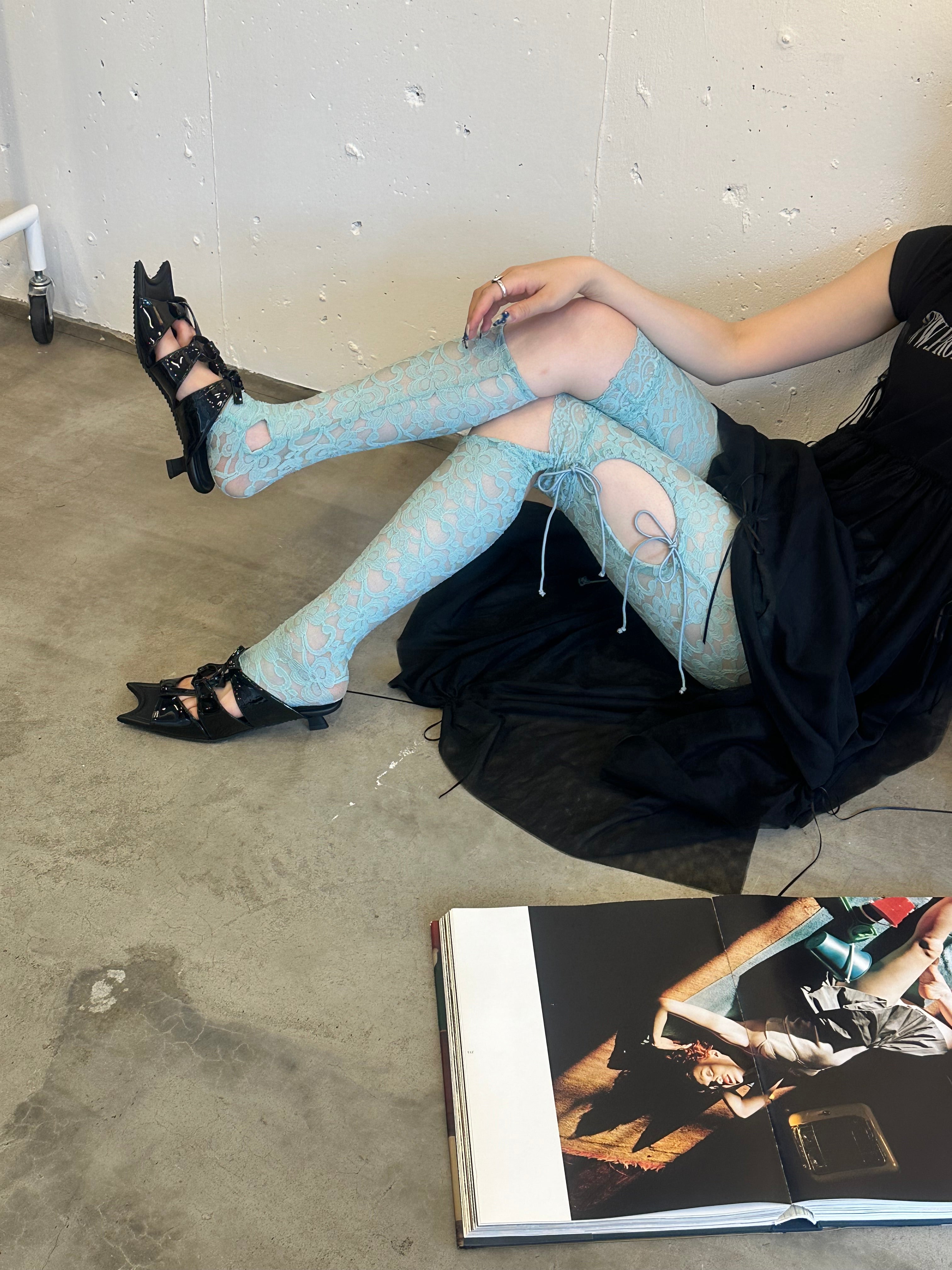 3way lace leggings (blue)
