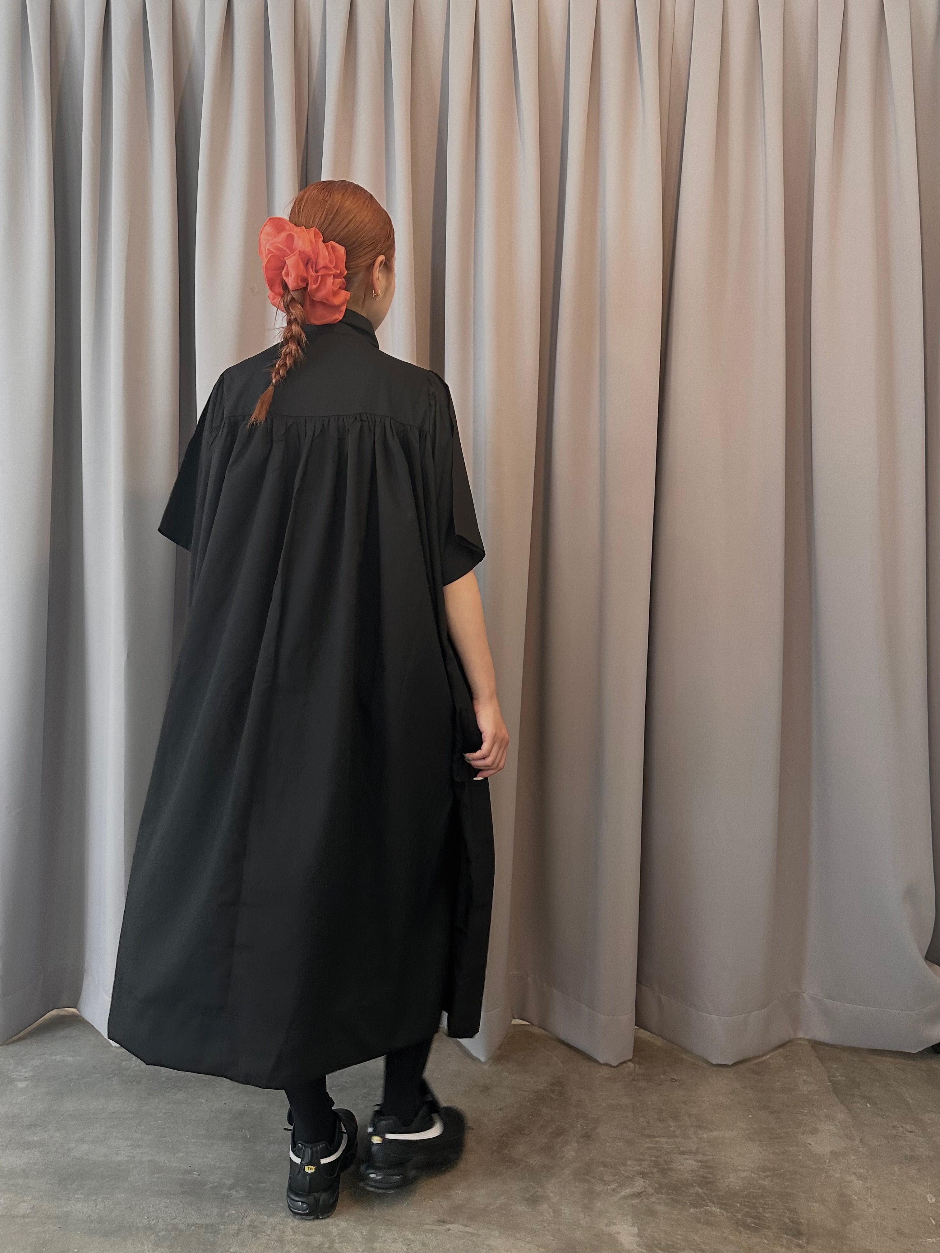 Tiered shirt dress (black)