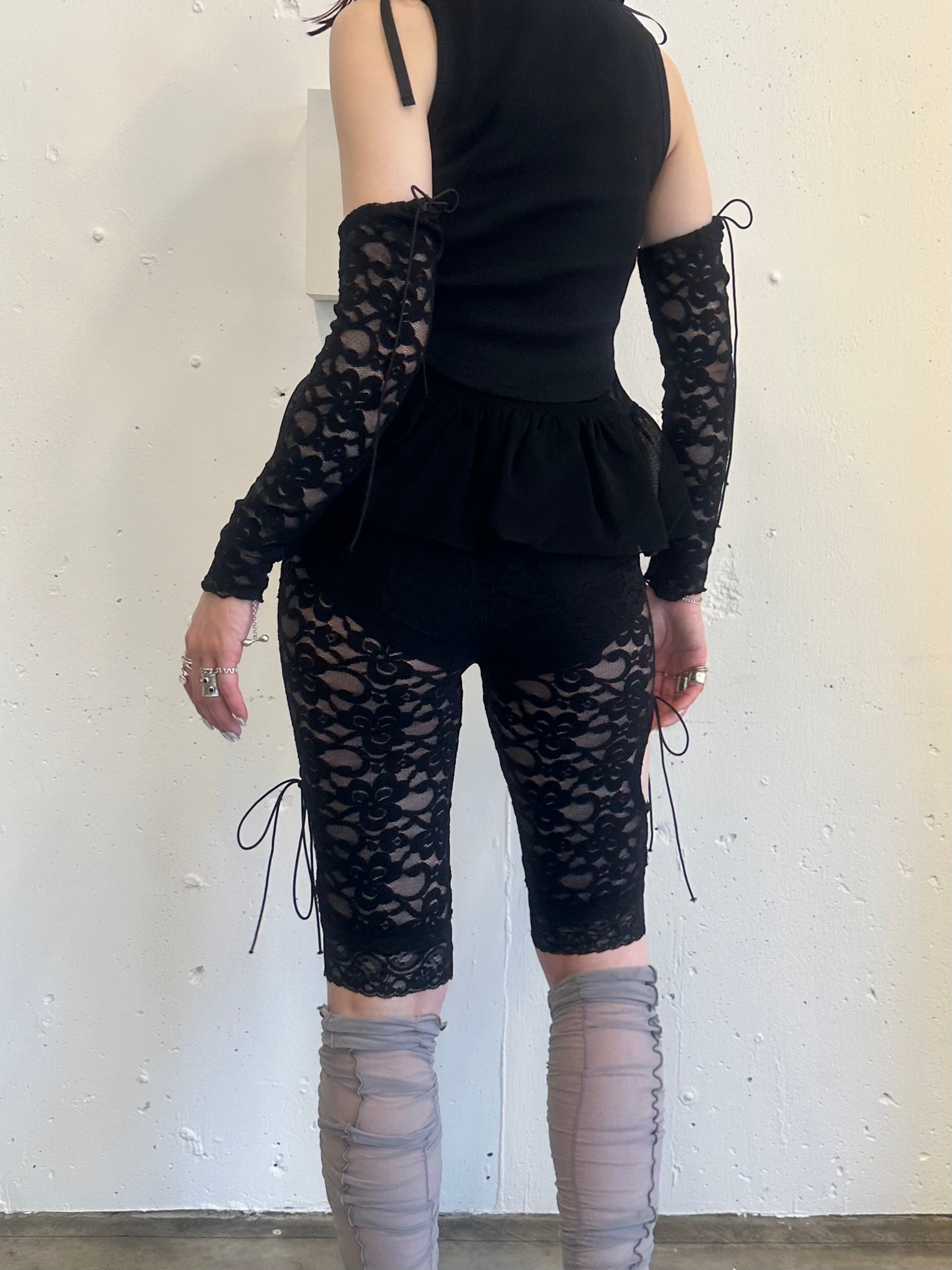 3way lace leggings (black)