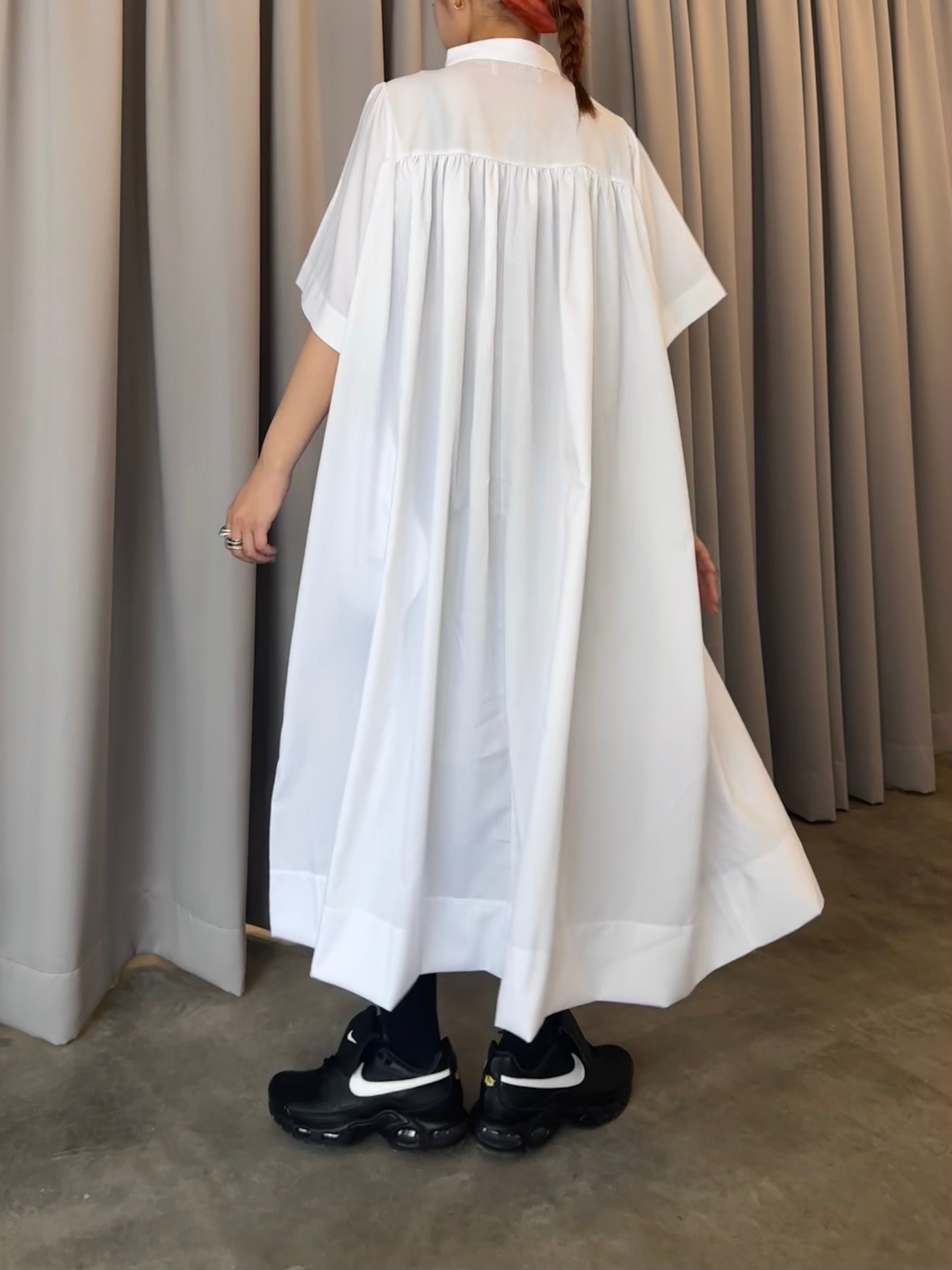 Tiered shirt dress (white)