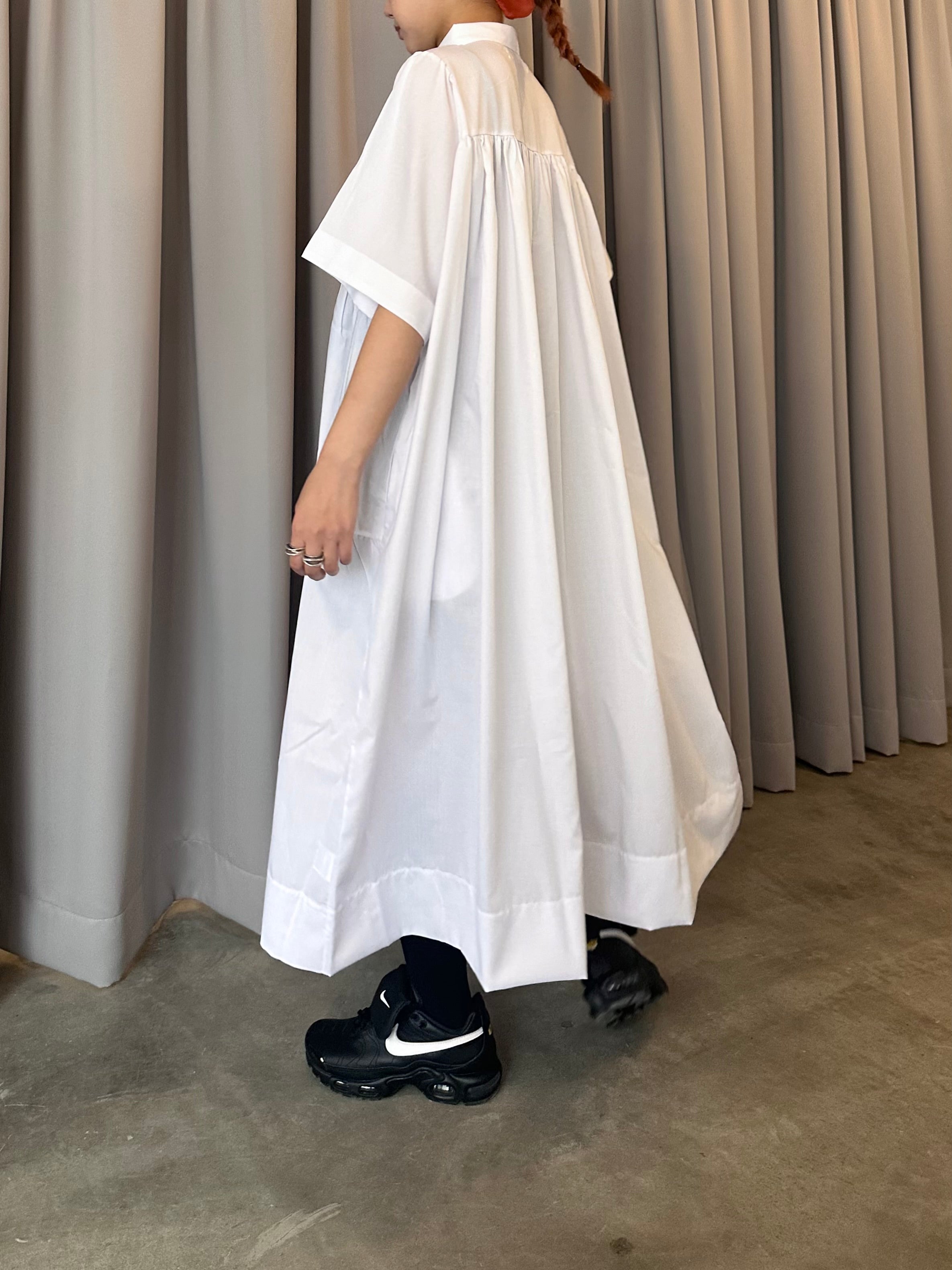 Tiered shirt dress (white)