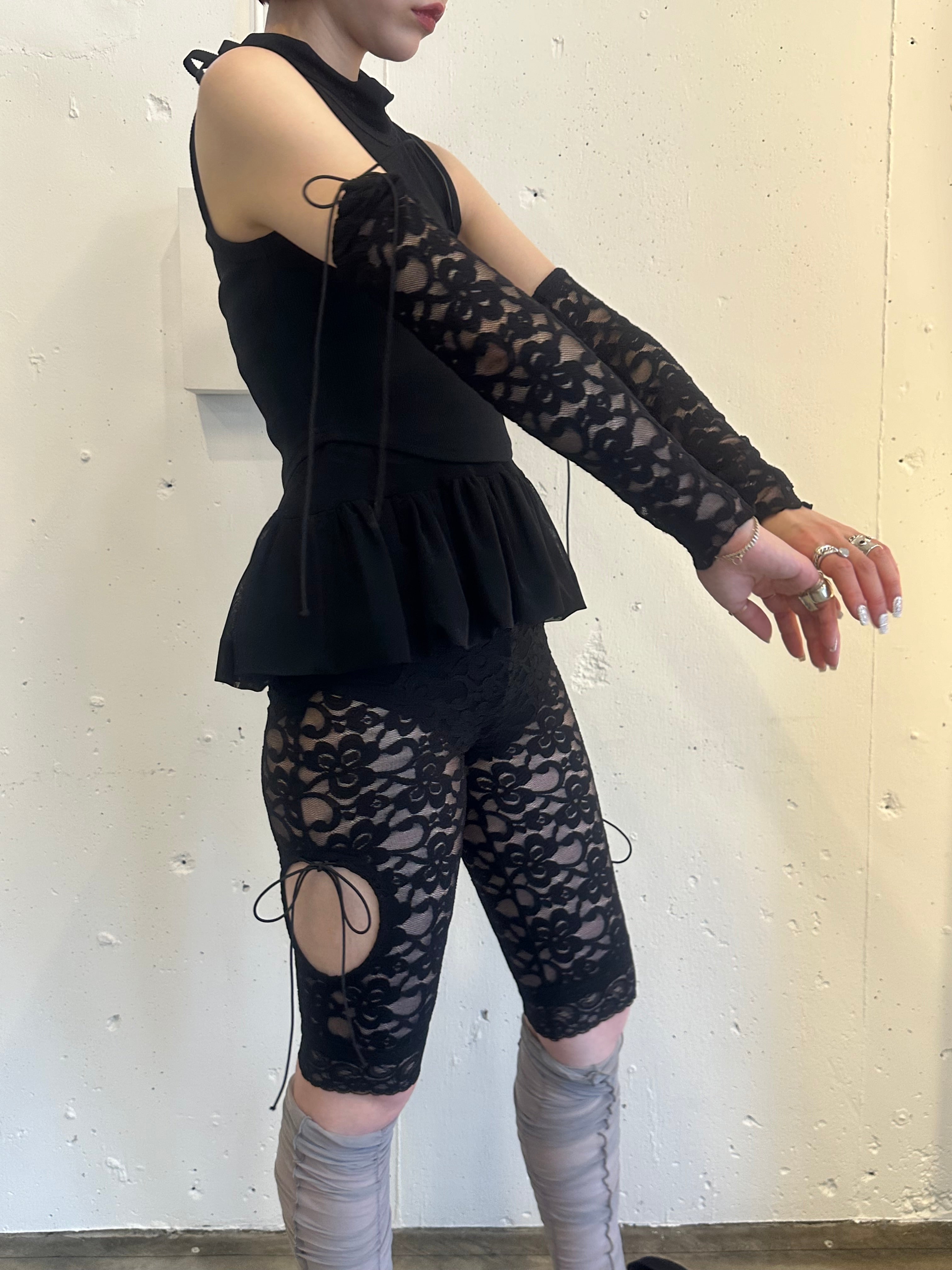 3way lace leggings (black)
