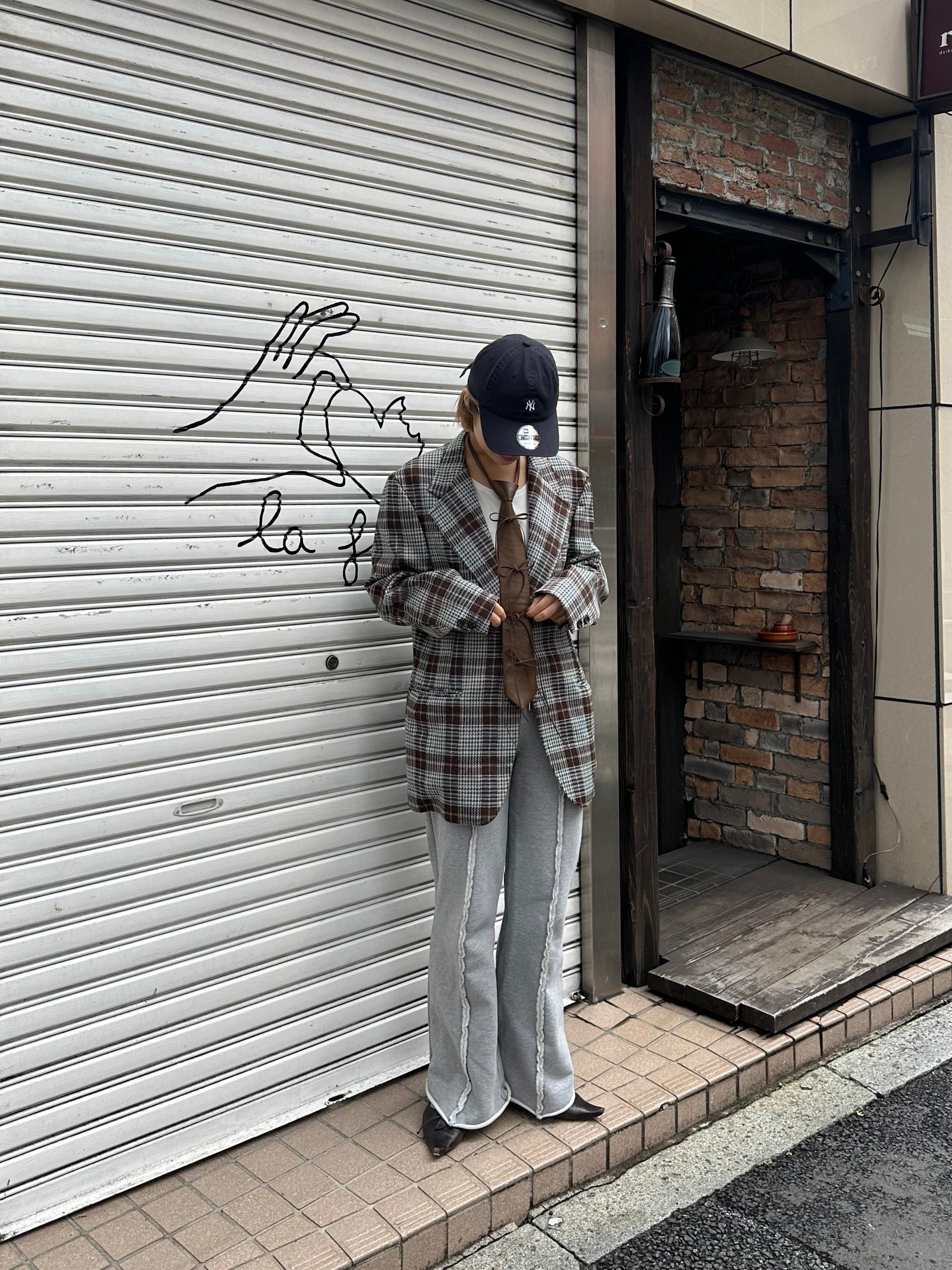 【 RONE PARC×renya 】 Leather ribbon rope tie (brown)