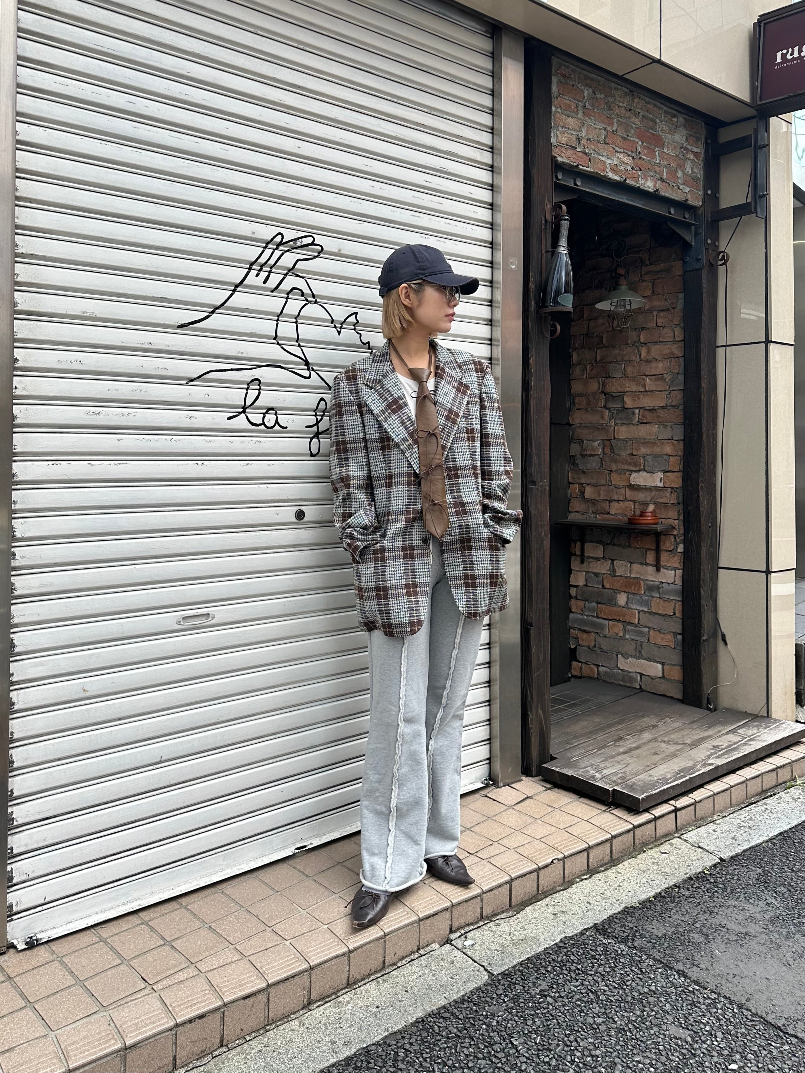 【 RONE PARC×renya 】 Leather ribbon rope tie (brown)