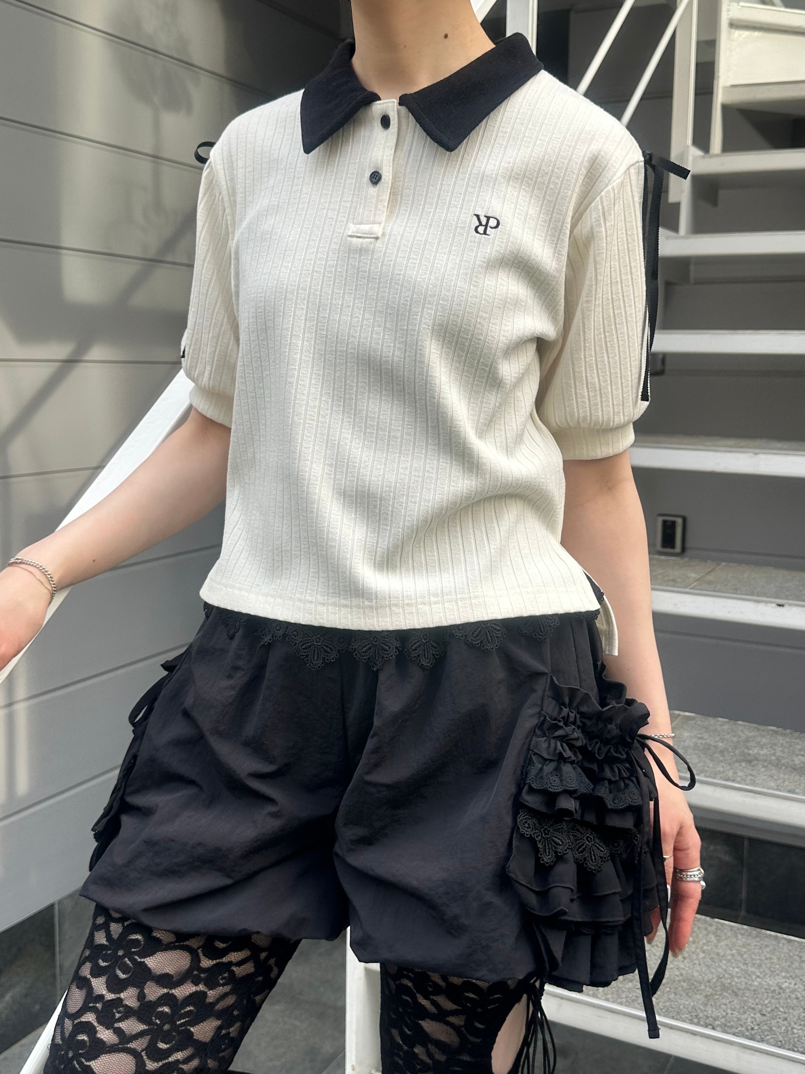 Frill pocket balloon short pants (black)