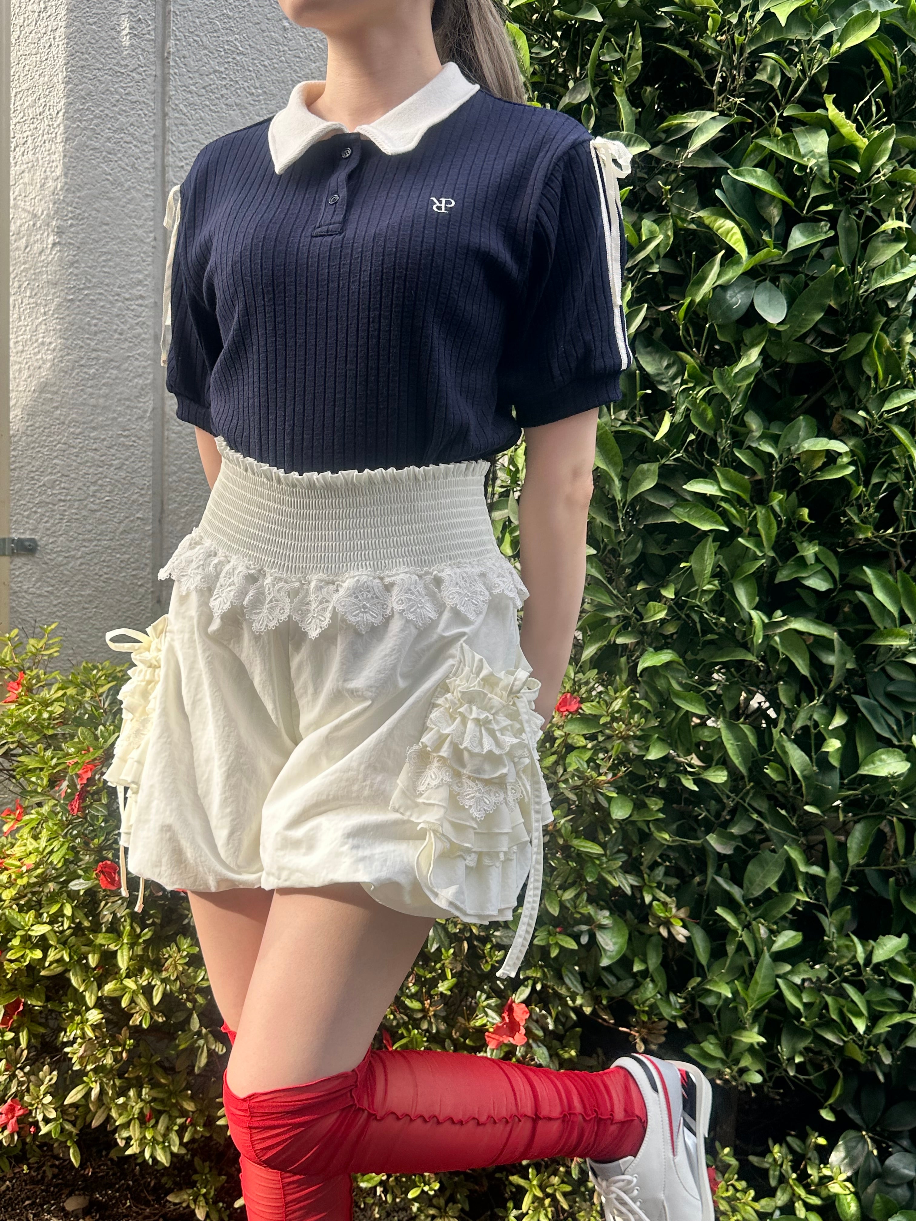 Frill pocket balloon short pants (offwhite)