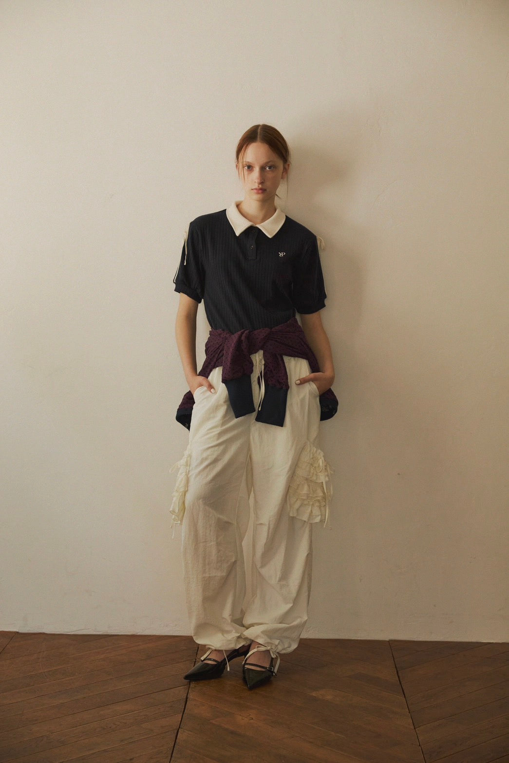 Frill pocket cargo pants (off white)