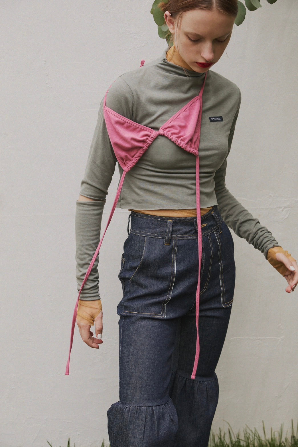 Multiway turtleneck top (khaki×yellow)