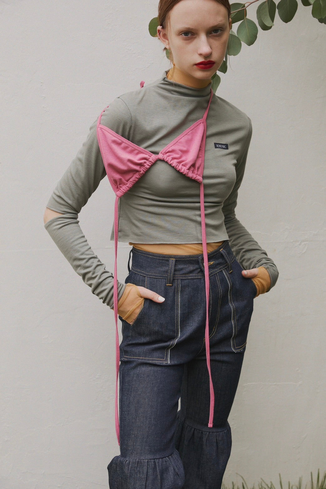 Hem frill skinny flare denim (navy)