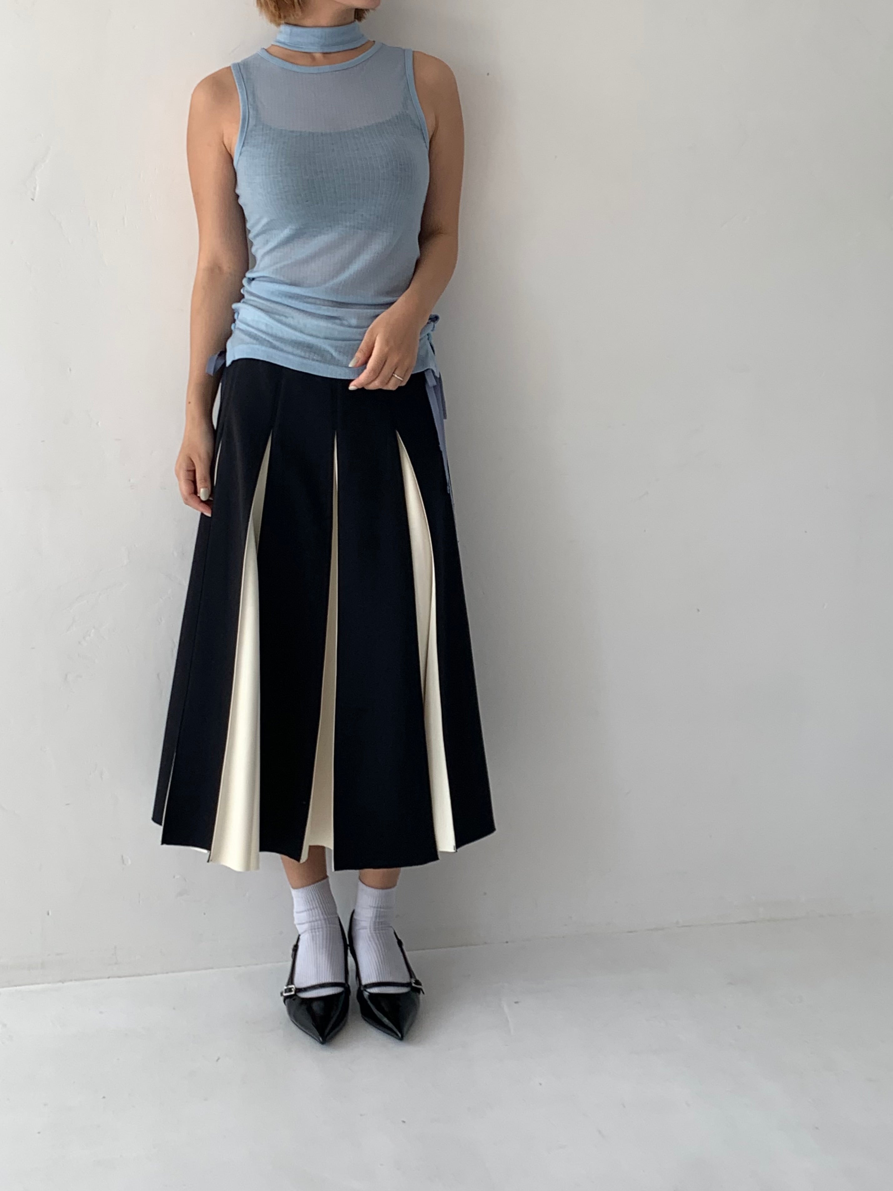 Rib sheer tank top (light blue)