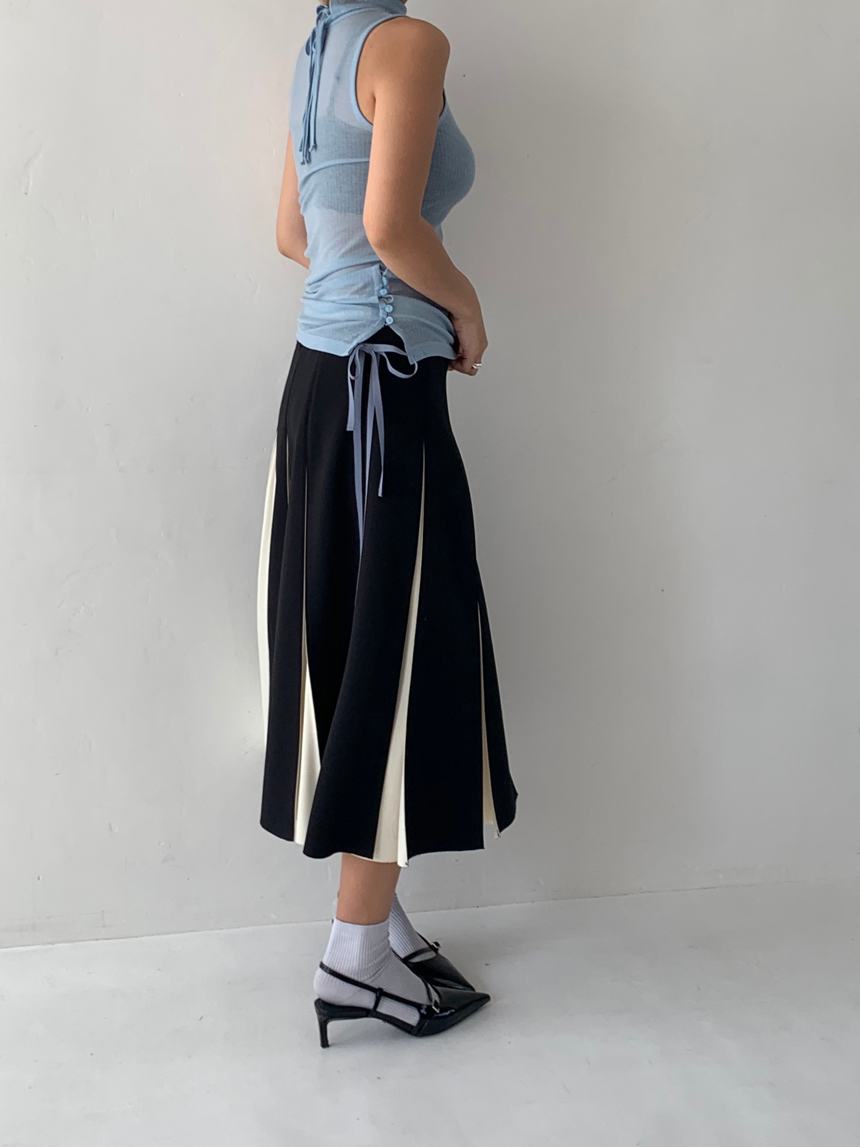 Rib sheer tank top (light blue)