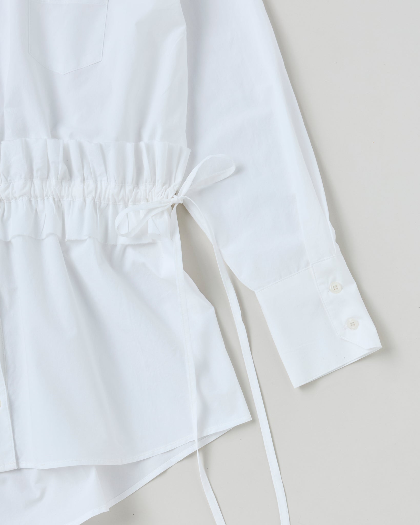 Drawstring frill waist shirt (white)