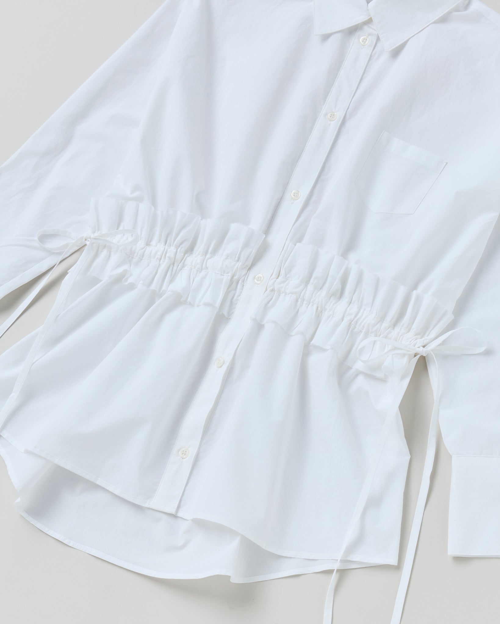 Drawstring frill waist shirt (white)