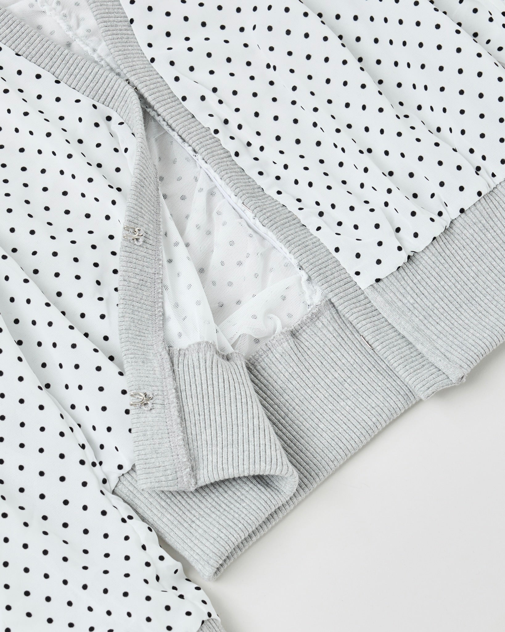 Polka dot gather cardigan (white)