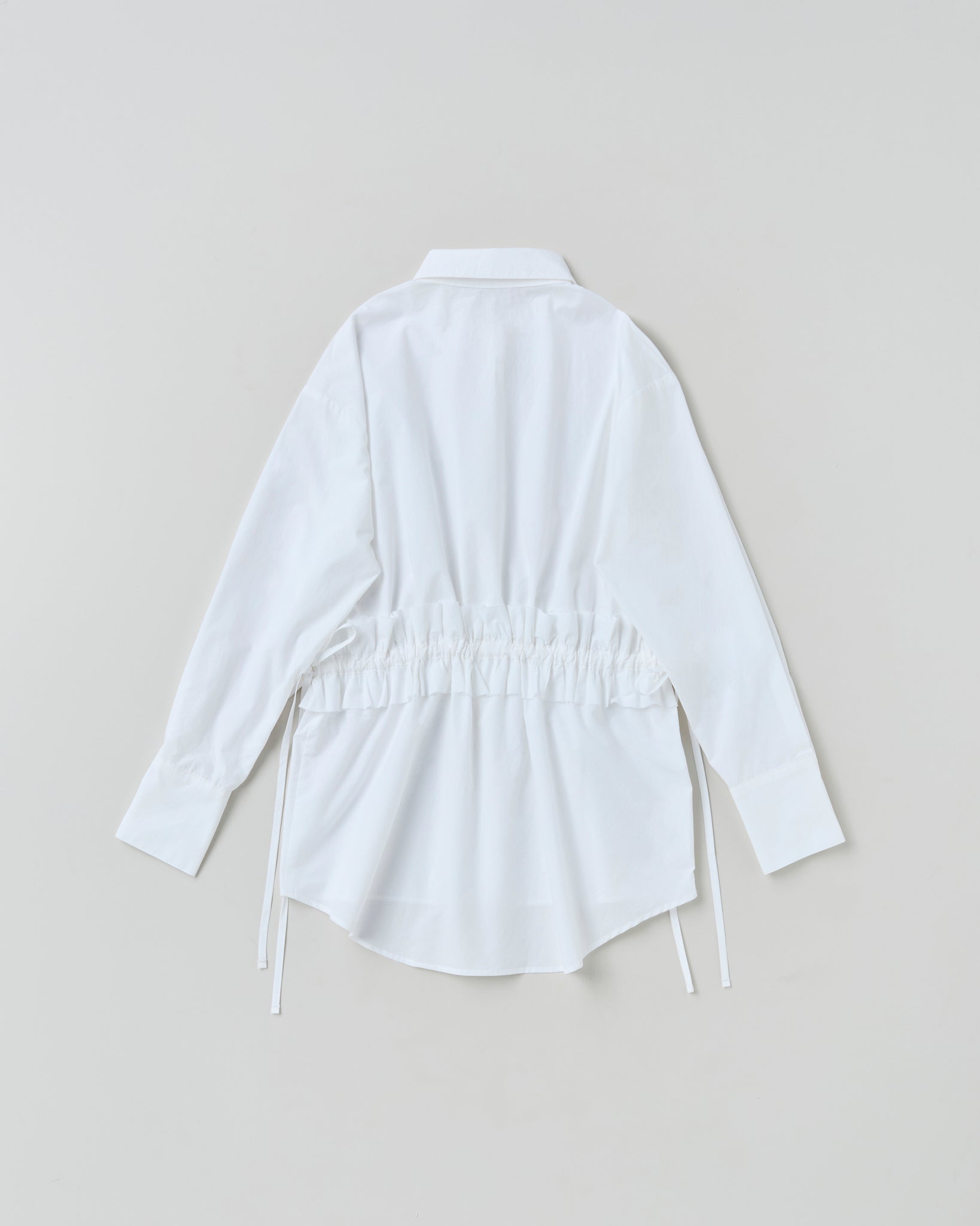 Drawstring frill waist shirt (white)