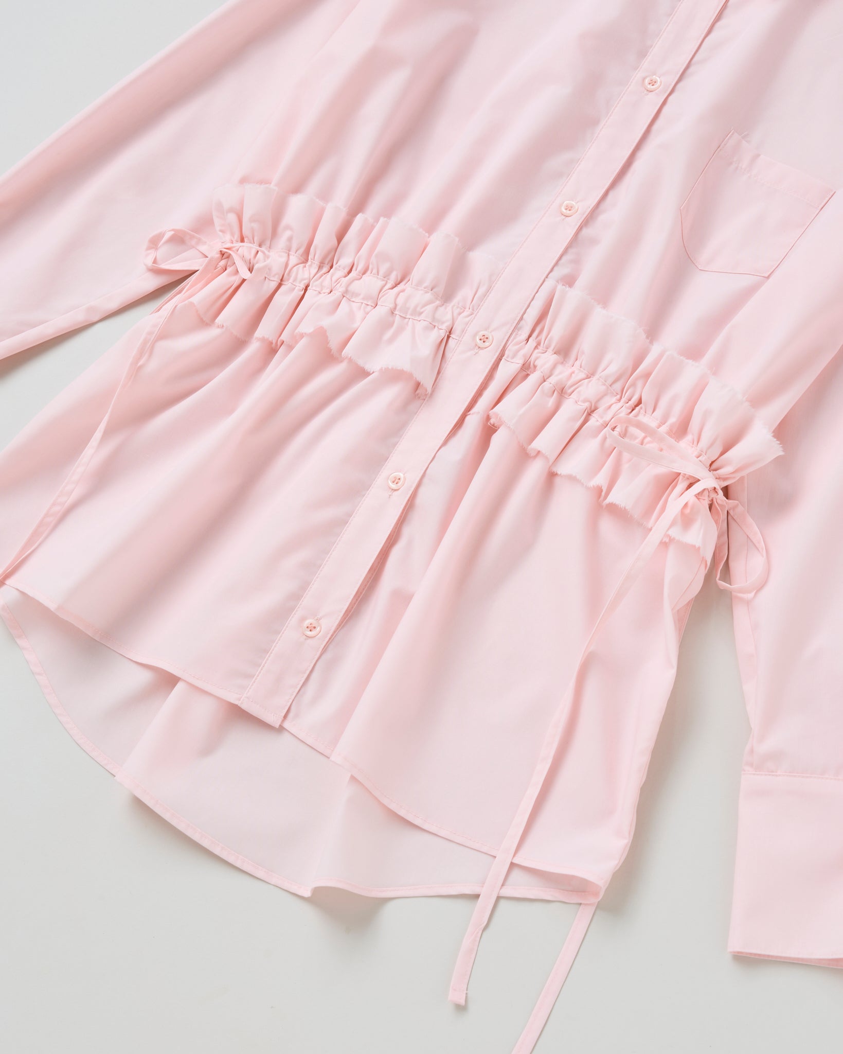Drawstring frill waist shirt (pink)
