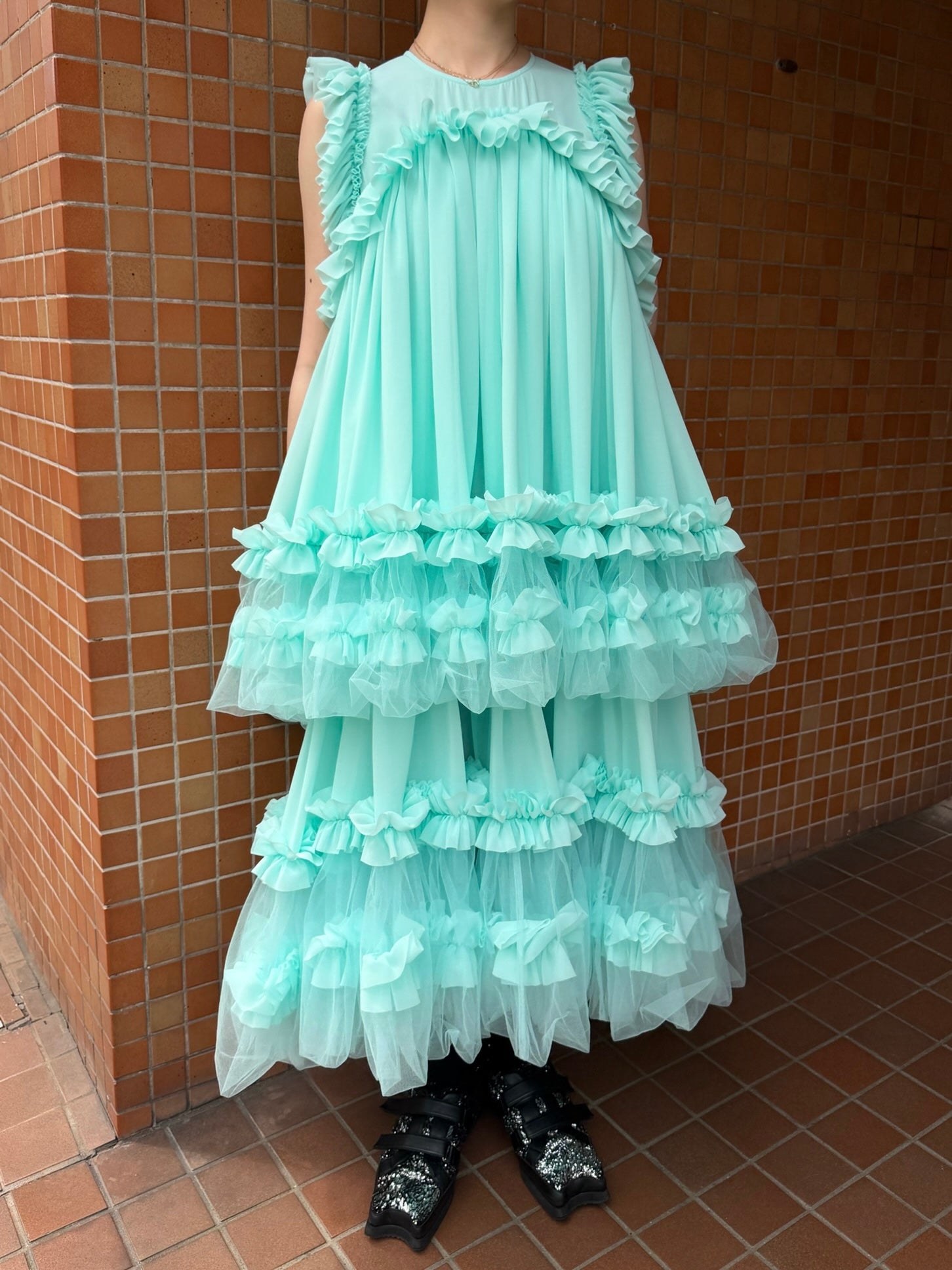 Tulle Frill Dress(Mint)